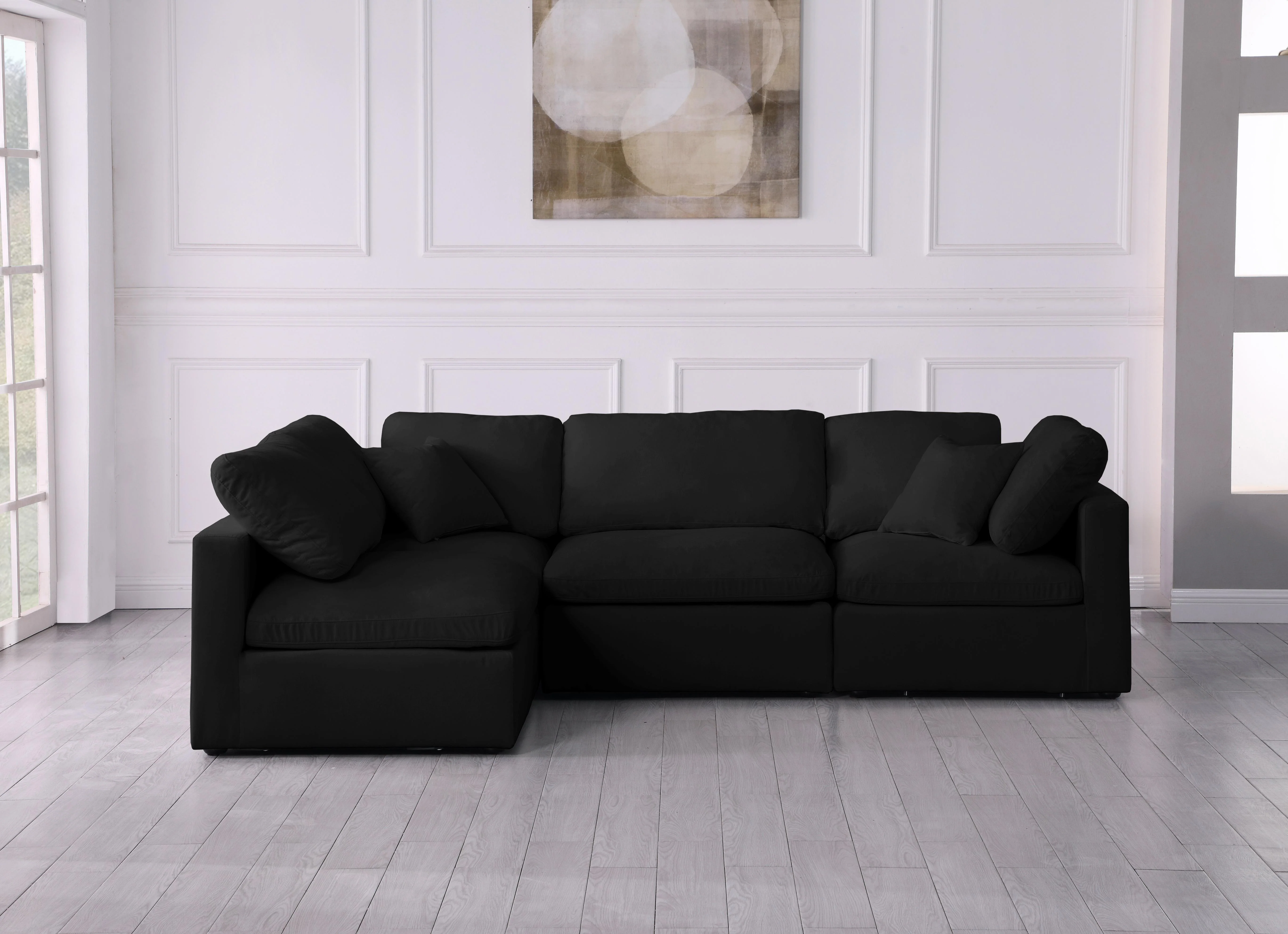 Plush Black Velvet Standard Cloud Modular Sectional - Image 7