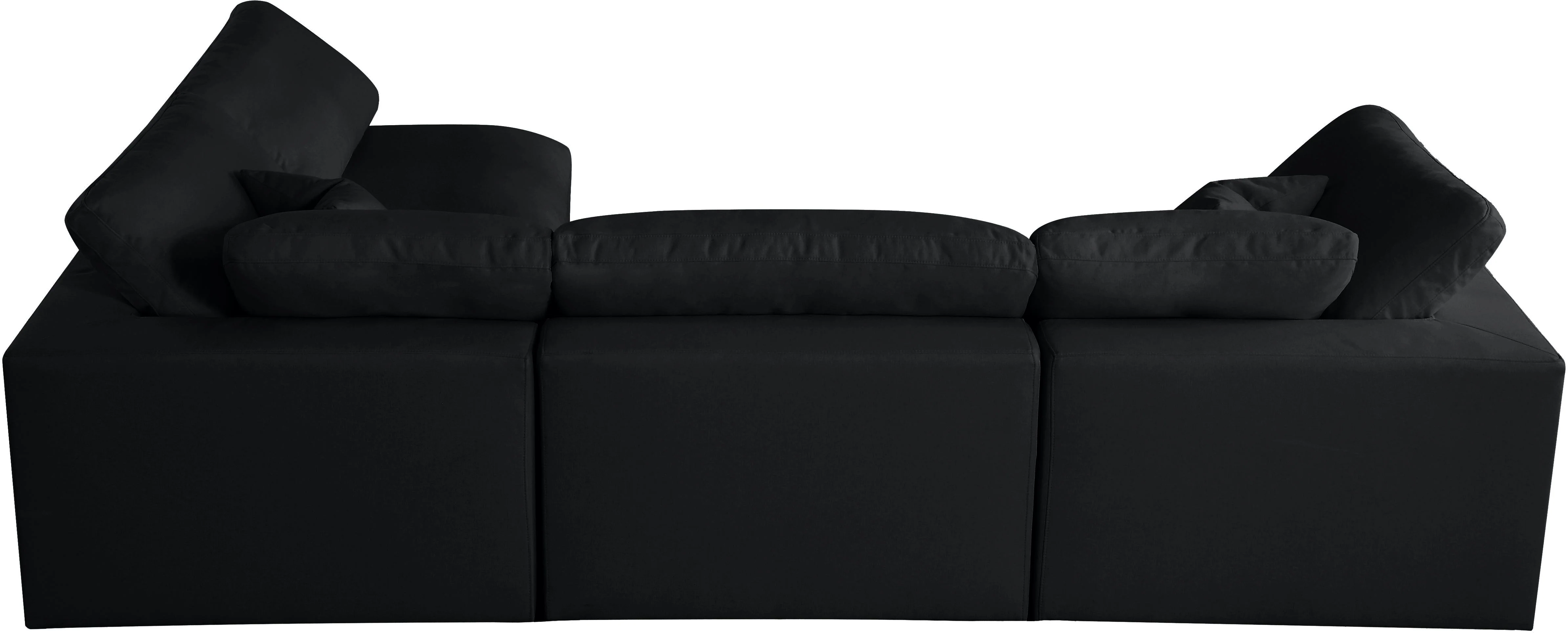 Plush Black Velvet Standard Cloud Modular Sectional - Image 9