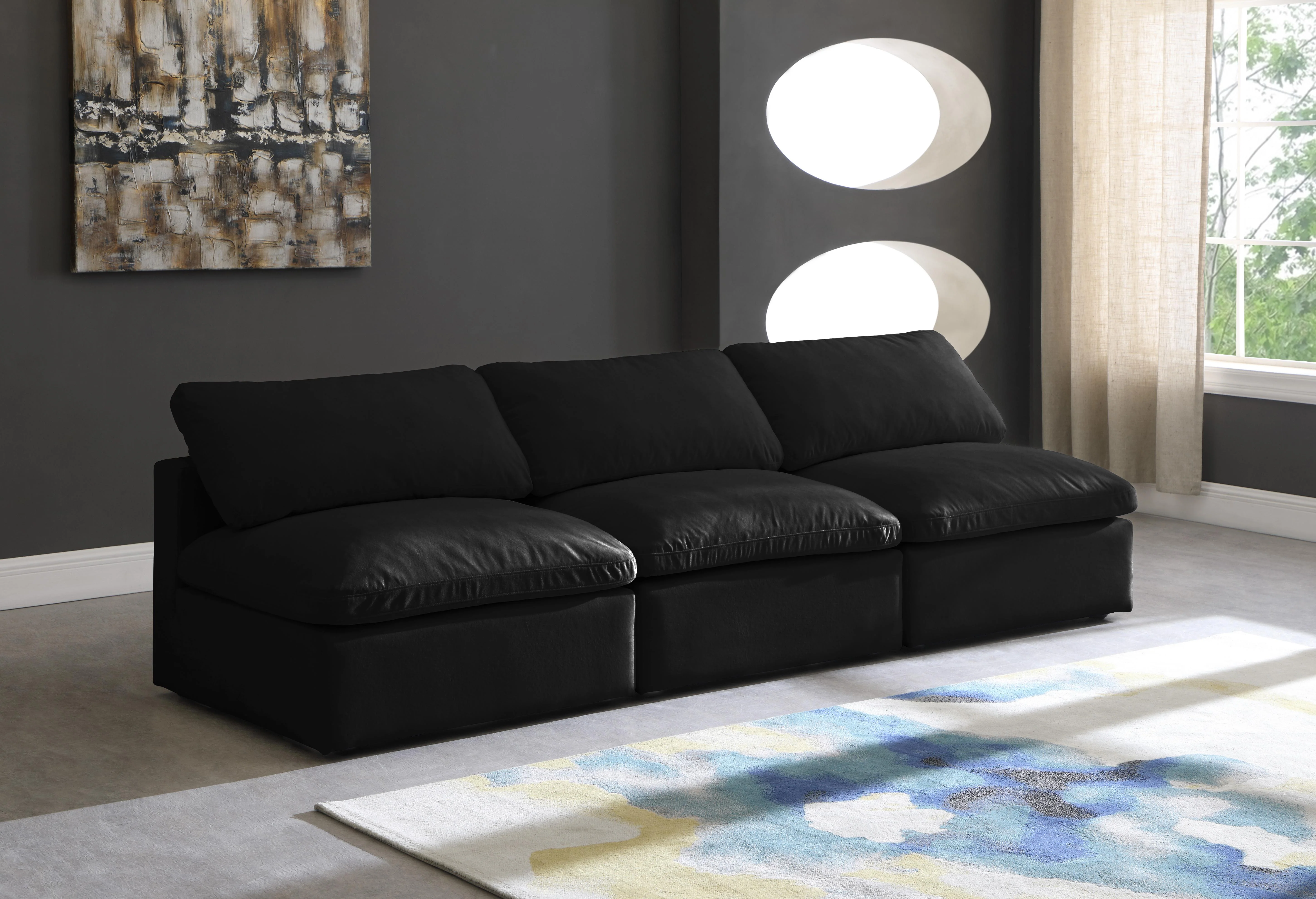 Plush Black Velvet Standard Cloud Modular Sofa - Image 16