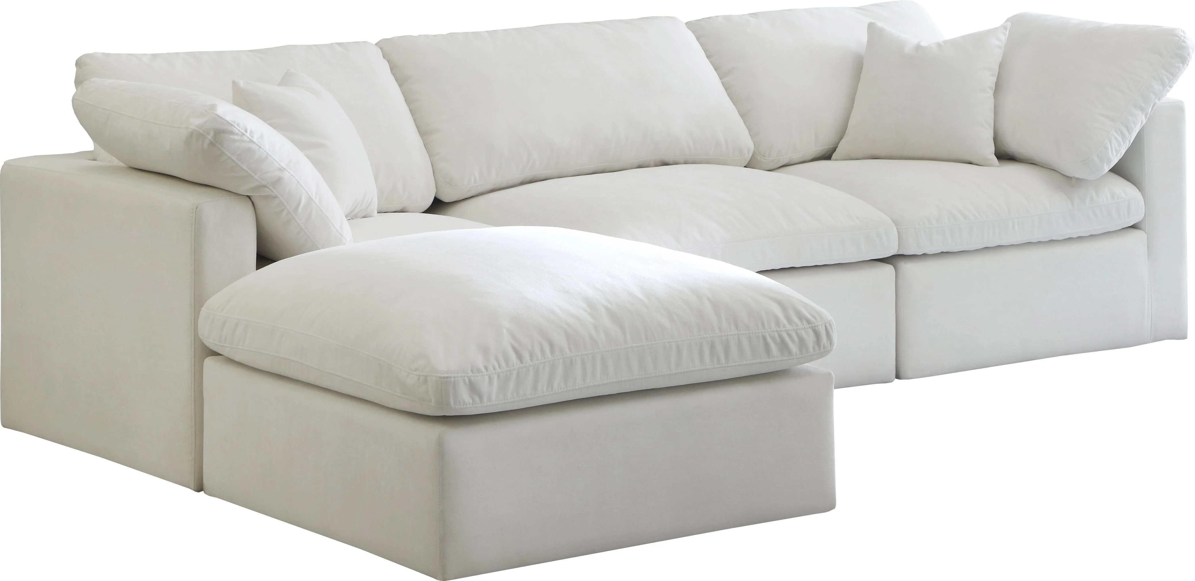 Plush Cream Velvet Standard Cloud Modular Sectional - Image 3
