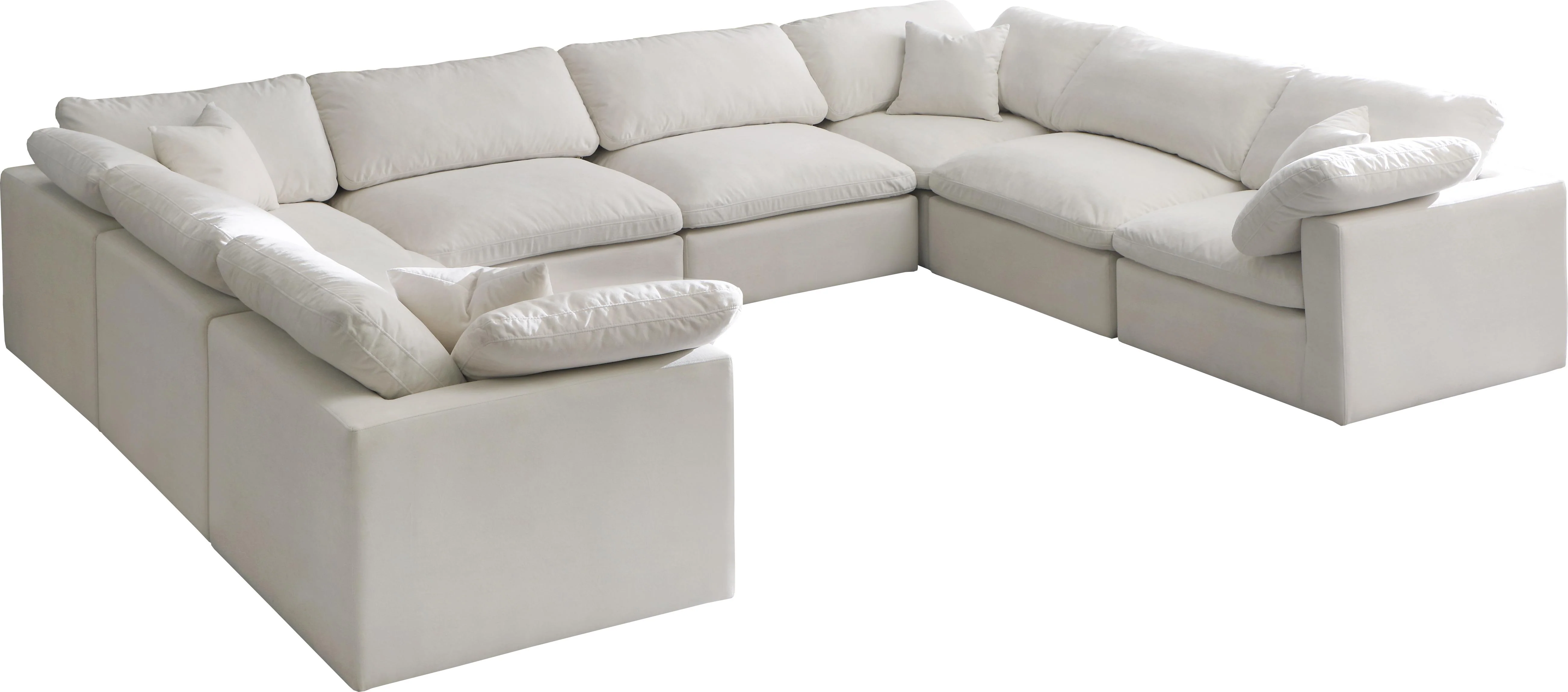 Plush Cream Velvet Standard Cloud Modular Sectional - Image 60