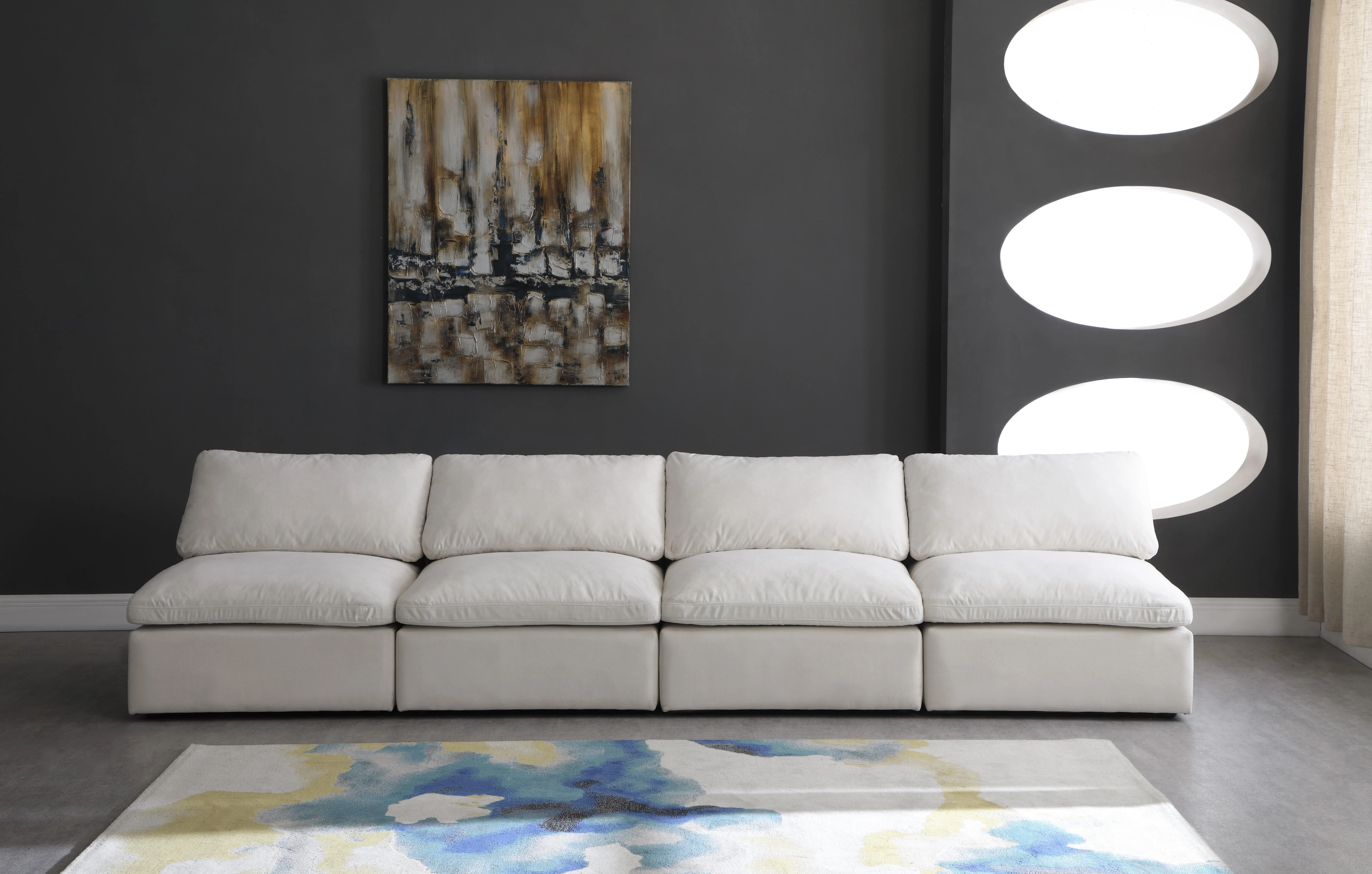 Plush Cream Velvet Standard Cloud Modular Sofa - Image 21