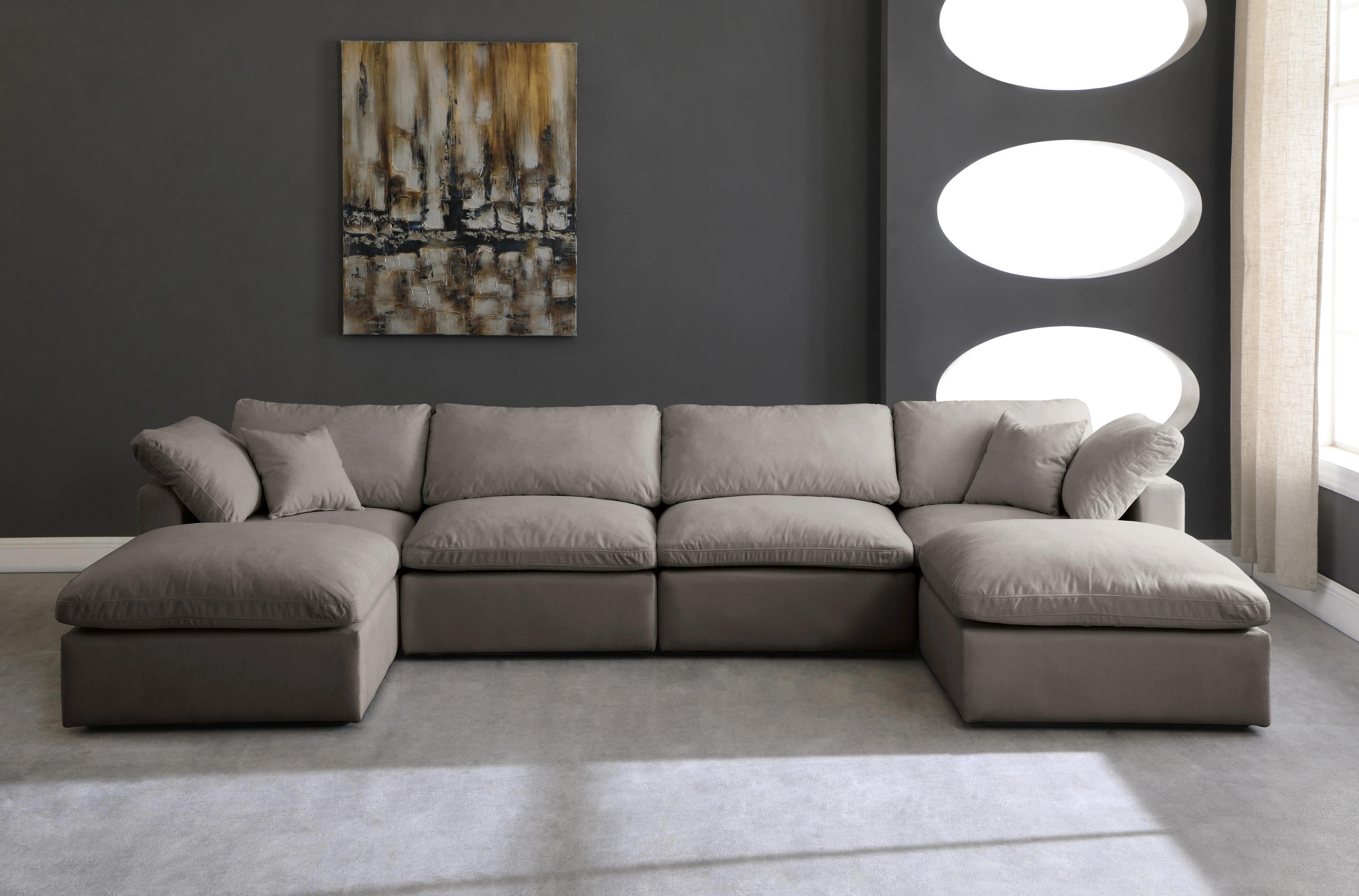 Plush Grey Velvet Standard Cloud Modular Sectional - Image 45