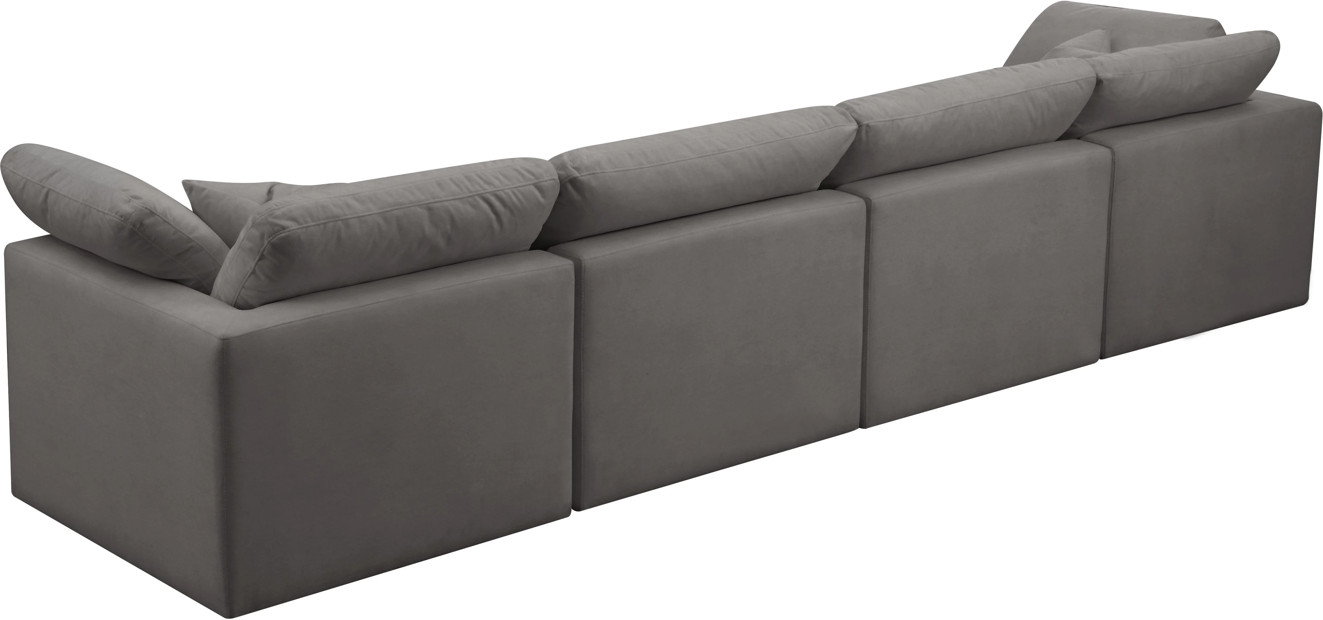Plush Grey Velvet Standard Cloud Modular Sofa - Image 10
