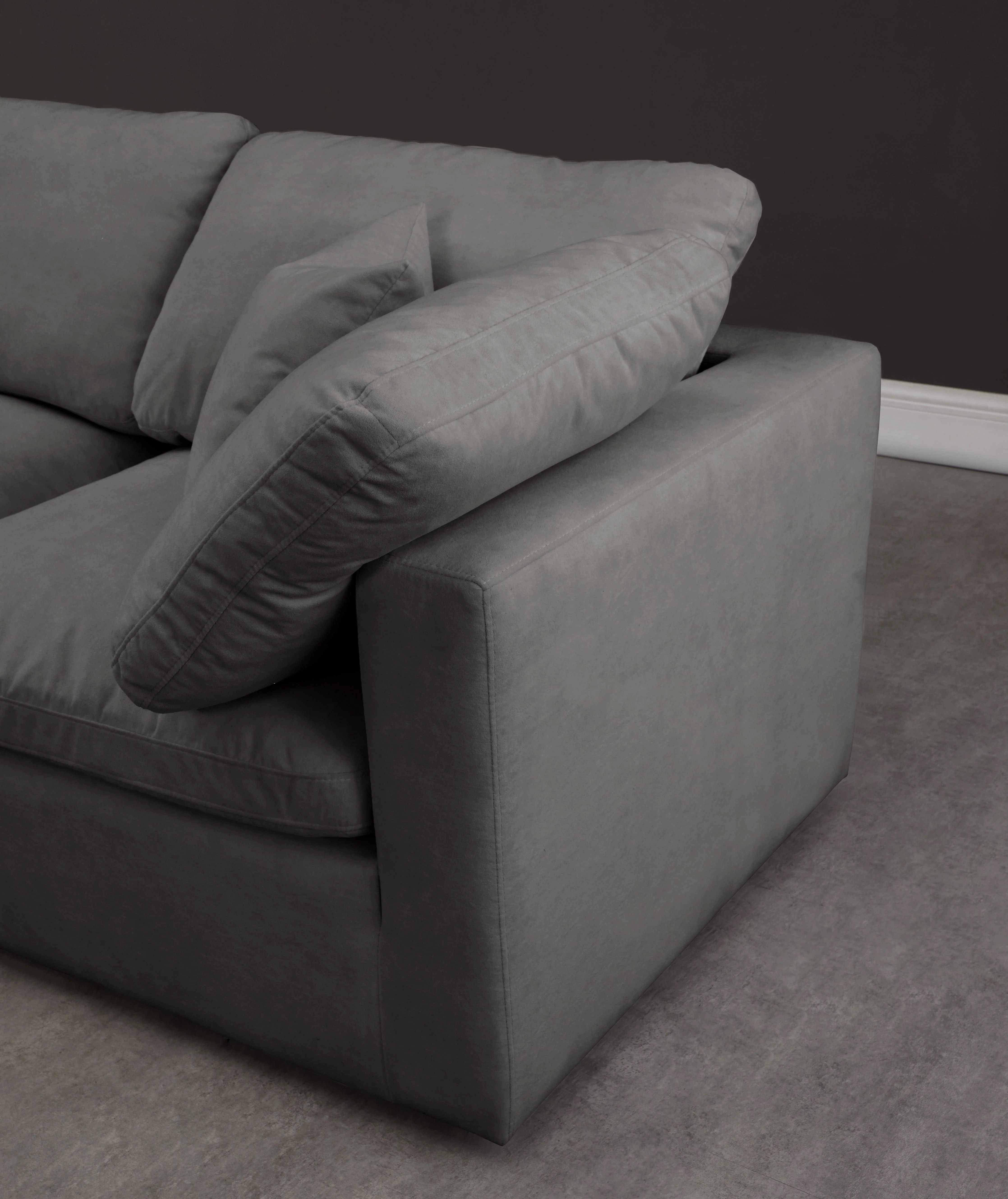 Plush Grey Velvet Standard Cloud Modular Sofa - Image 11