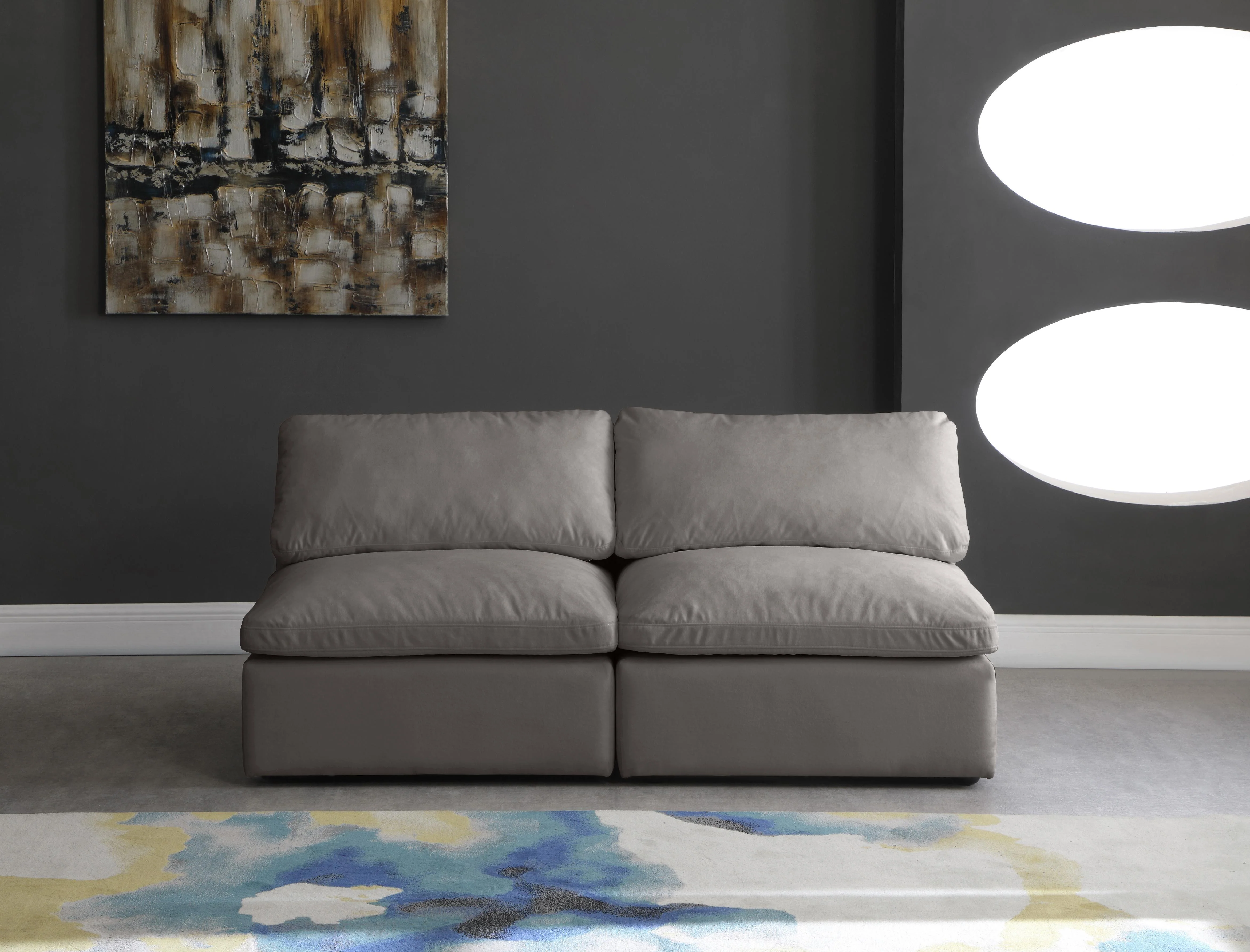 Plush Grey Velvet Standard Cloud Modular Sofa - Image 14