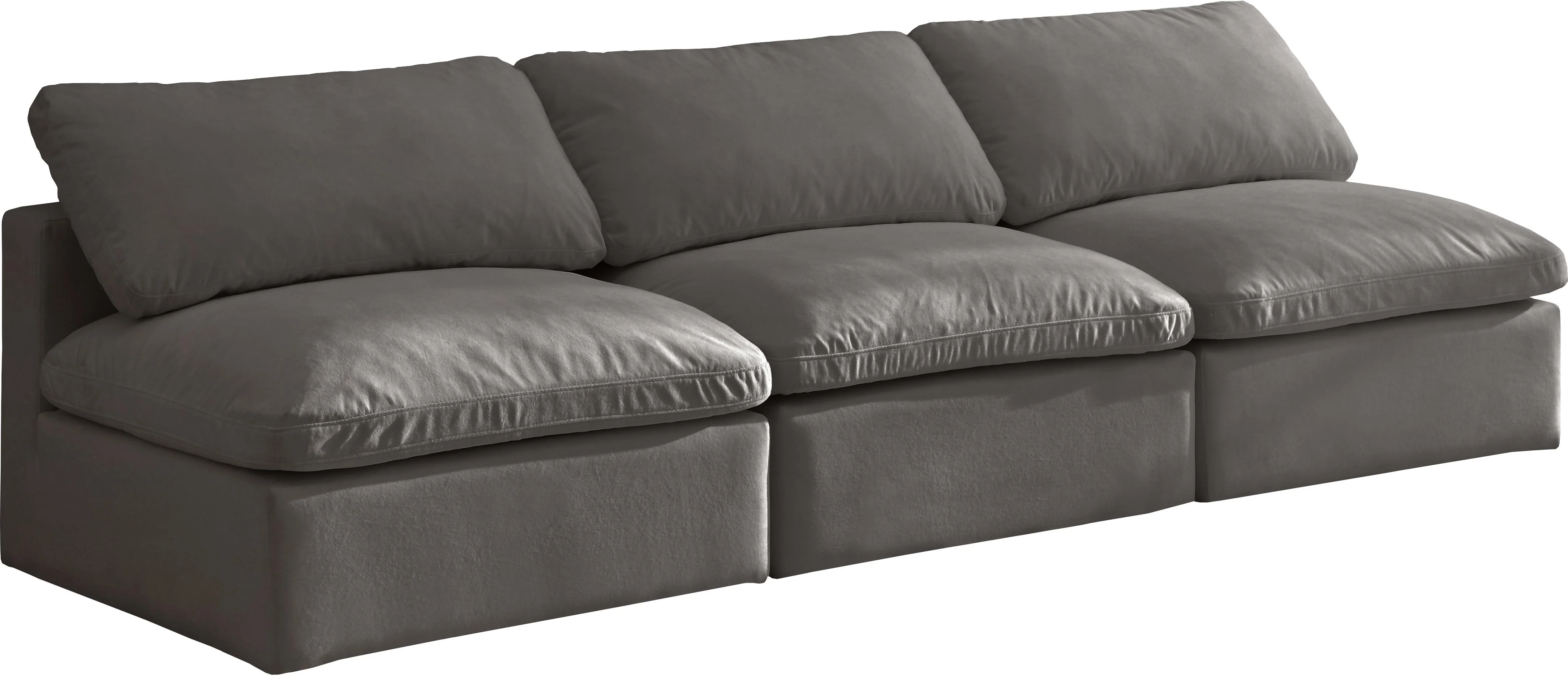 Plush Grey Velvet Standard Cloud Modular Sofa - Image 16