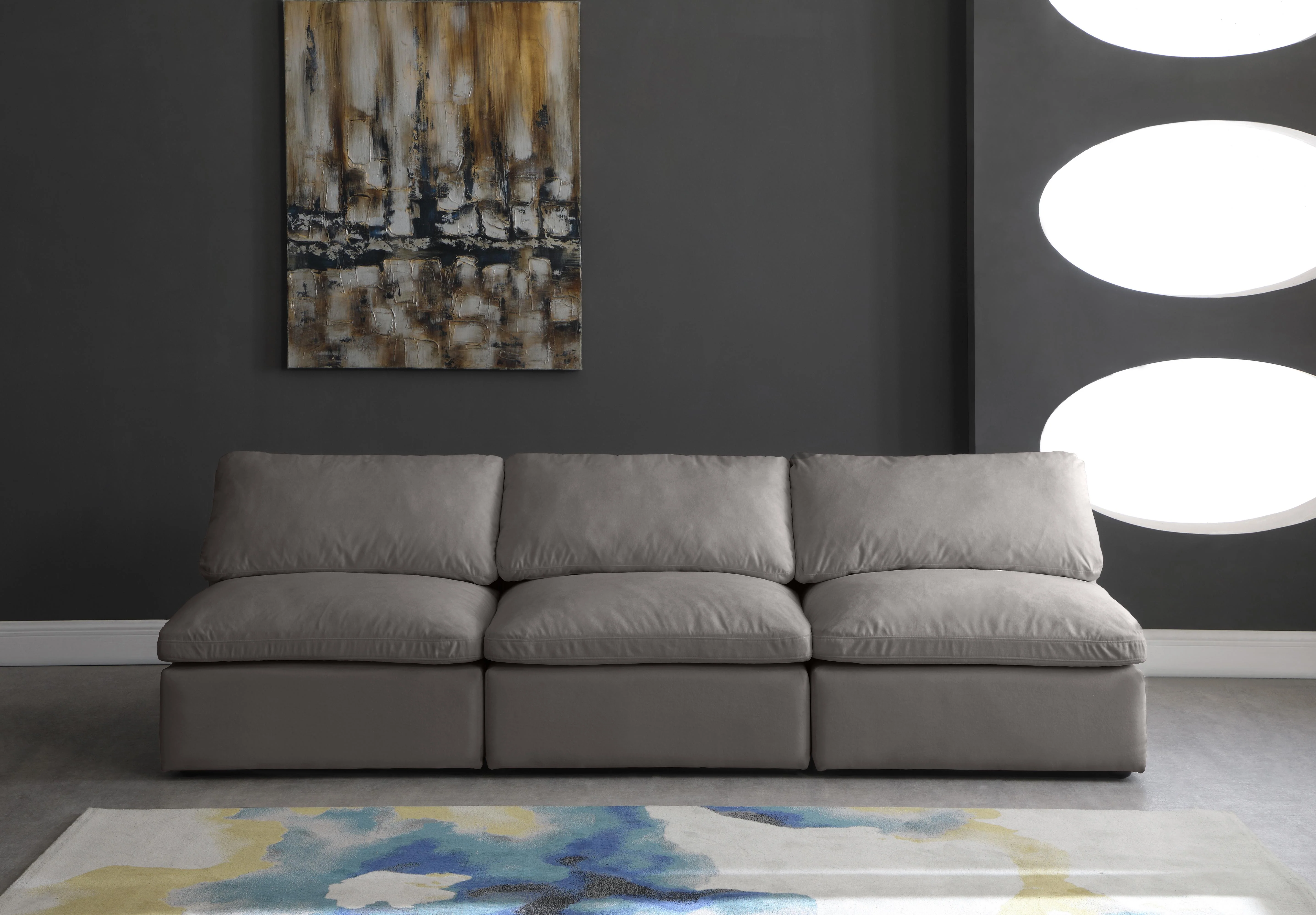 Plush Grey Velvet Standard Cloud Modular Sofa - Image 18