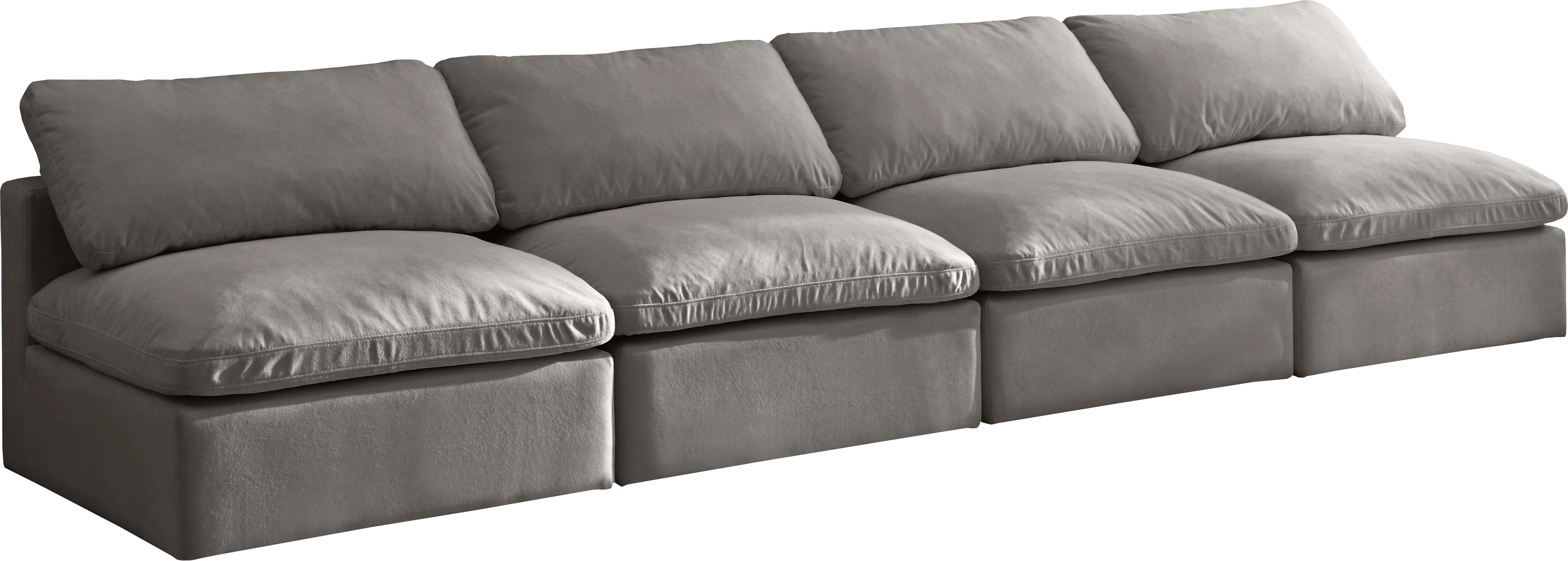 Plush Grey Velvet Standard Cloud Modular Sofa - Image 20