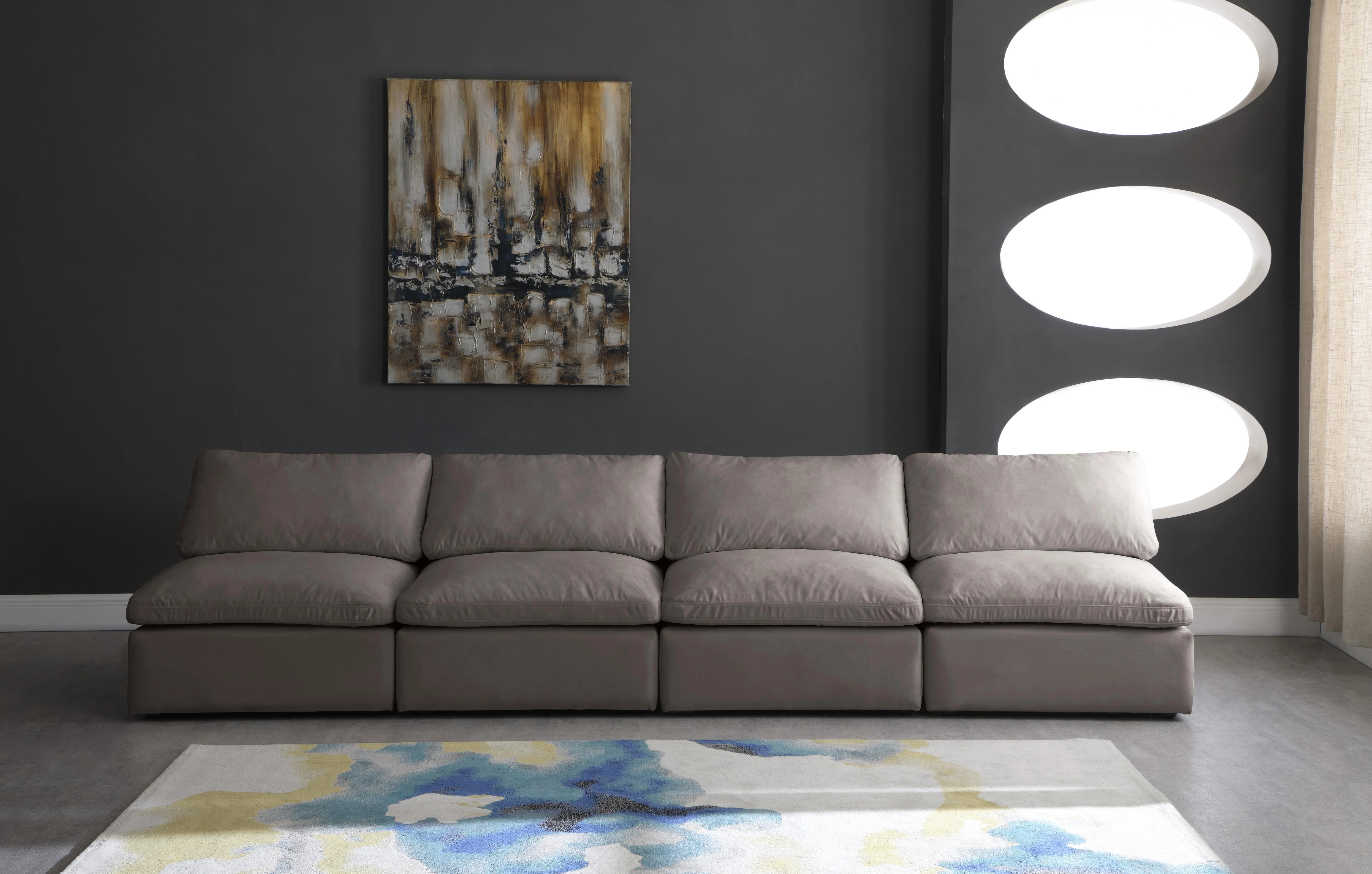 Plush Grey Velvet Standard Cloud Modular Sofa - Image 22