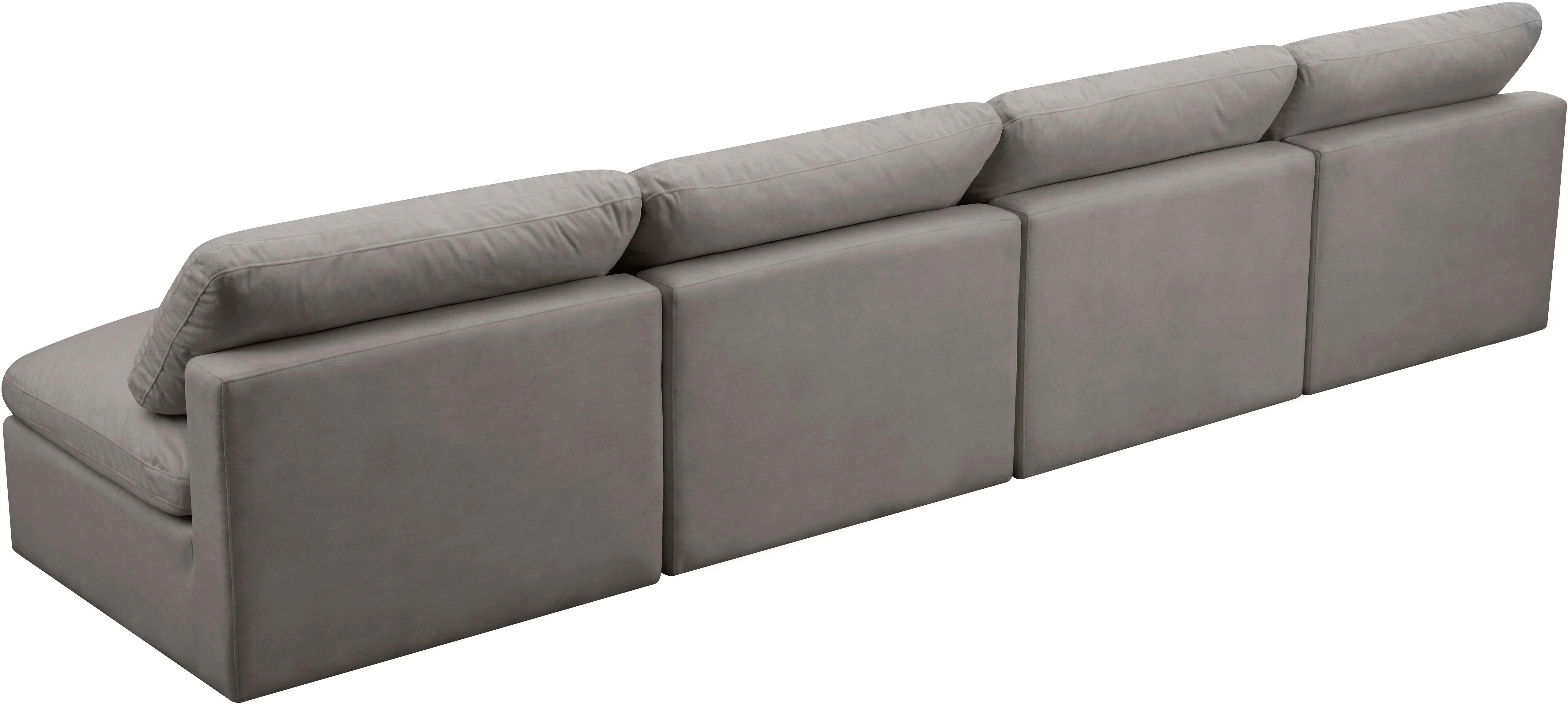 Plush Grey Velvet Standard Cloud Modular Sofa - Image 23