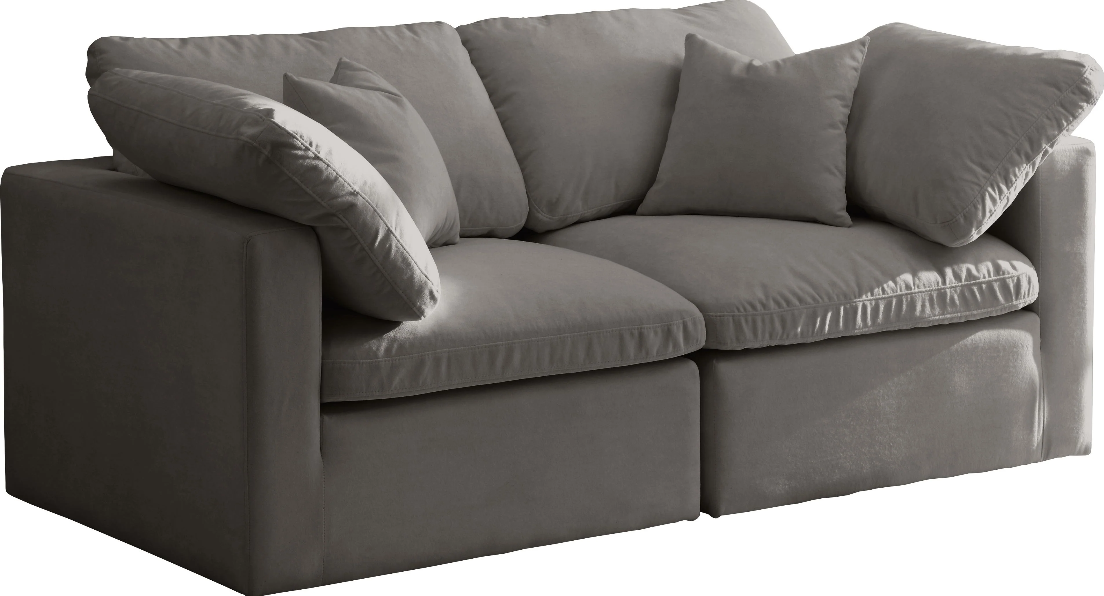 Plush Grey Velvet Standard Cloud Modular Sofa - Image 24
