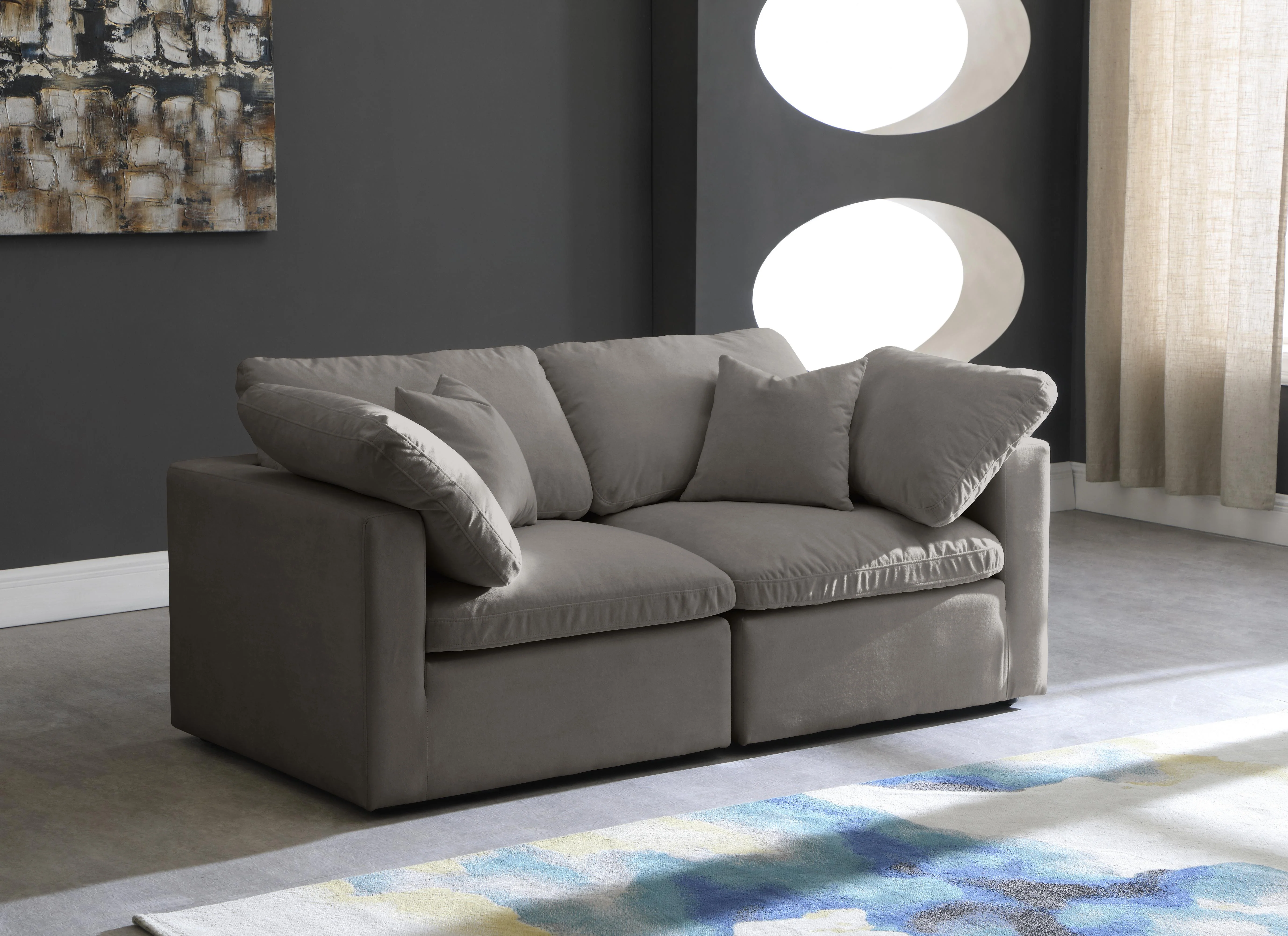 Plush Grey Velvet Standard Cloud Modular Sofa - Image 25