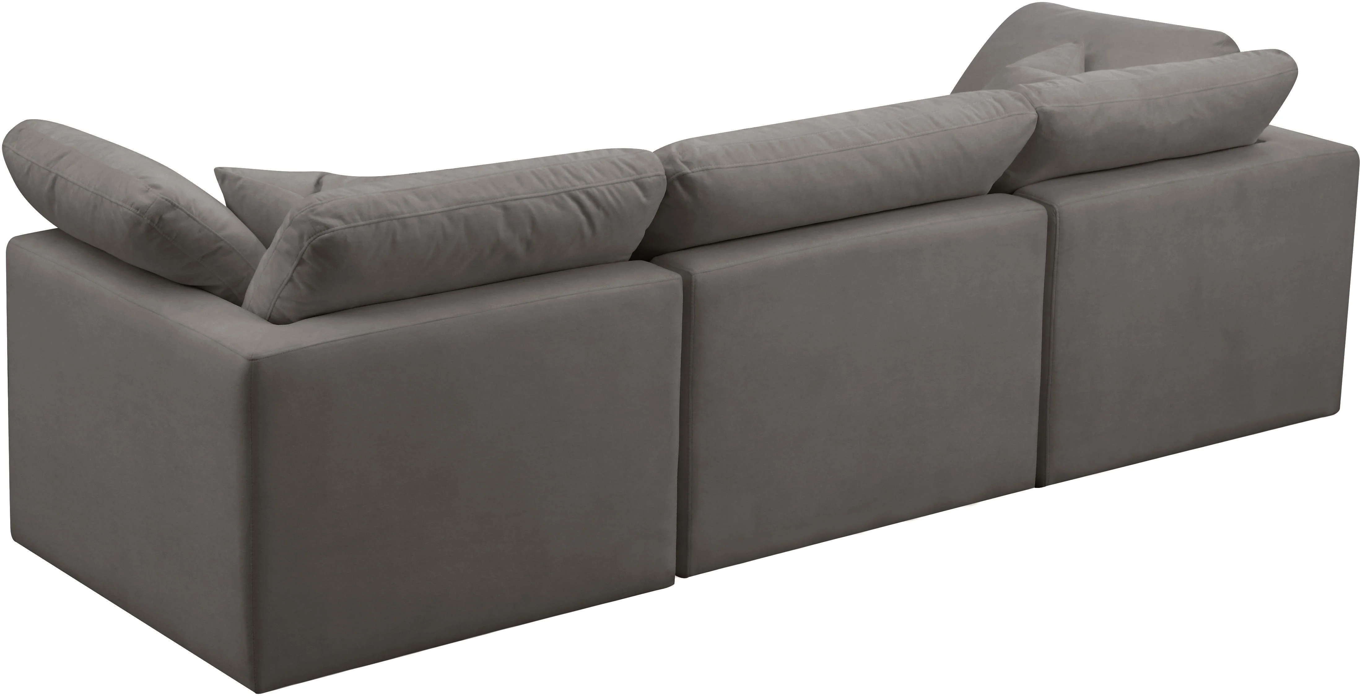 Plush Grey Velvet Standard Cloud Modular Sofa - Image 4
