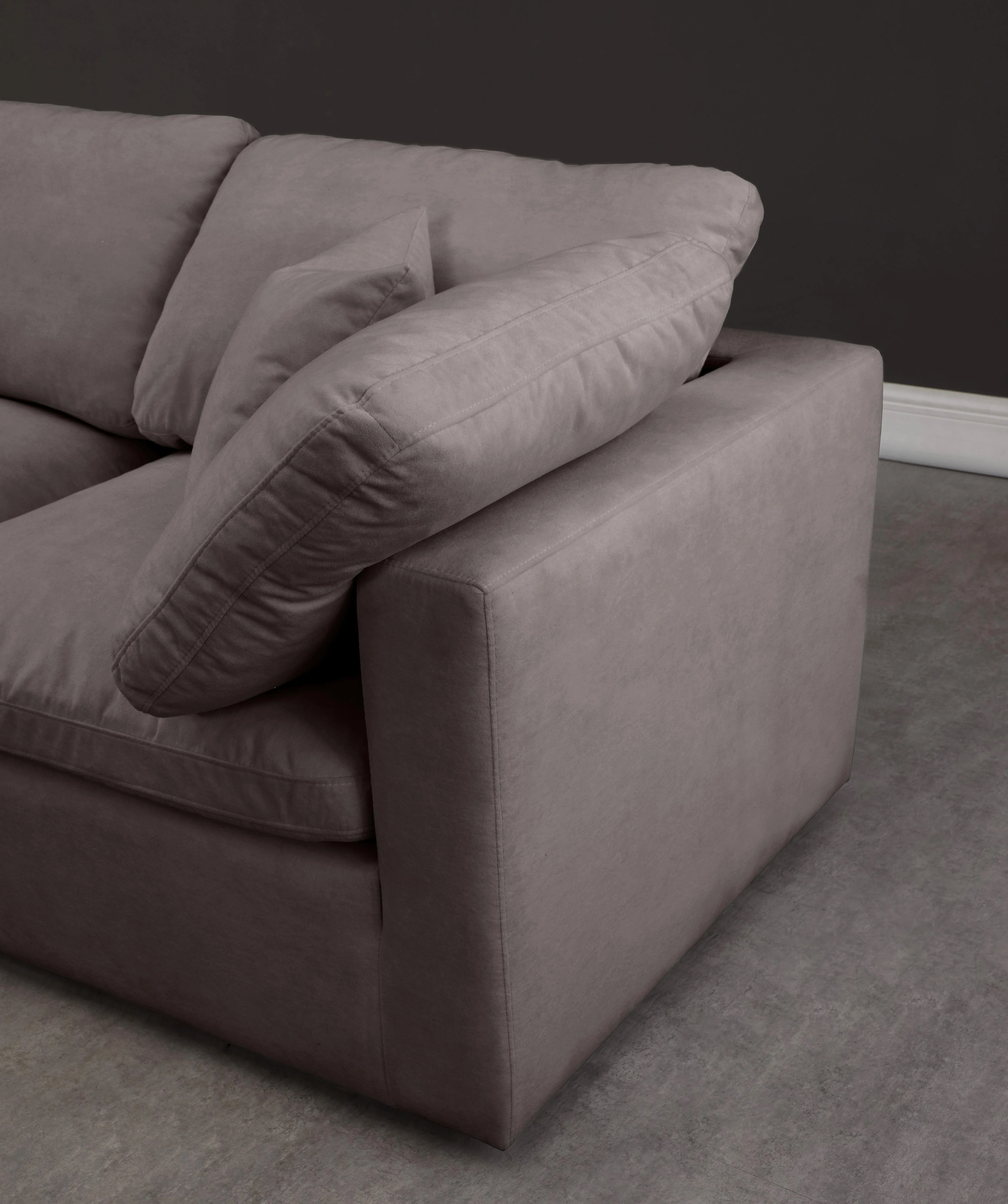 Plush Grey Velvet Standard Cloud Modular Sofa - Image 5