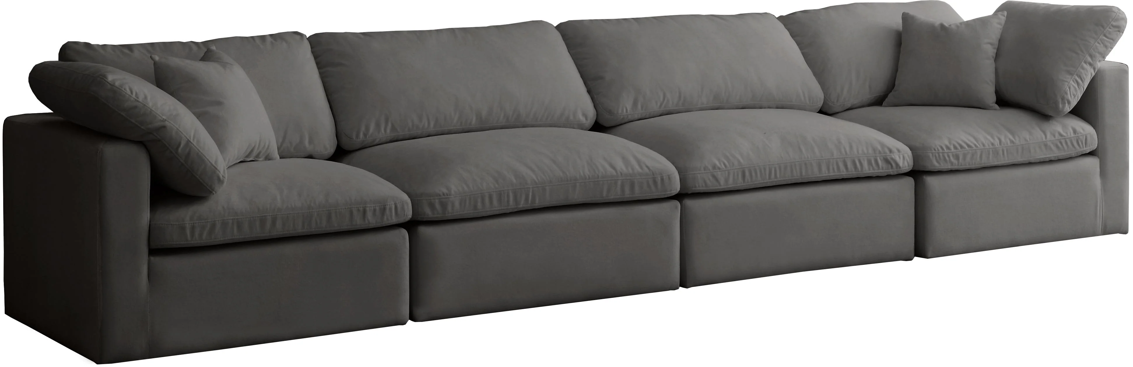 Plush Grey Velvet Standard Cloud Modular Sofa - Image 7