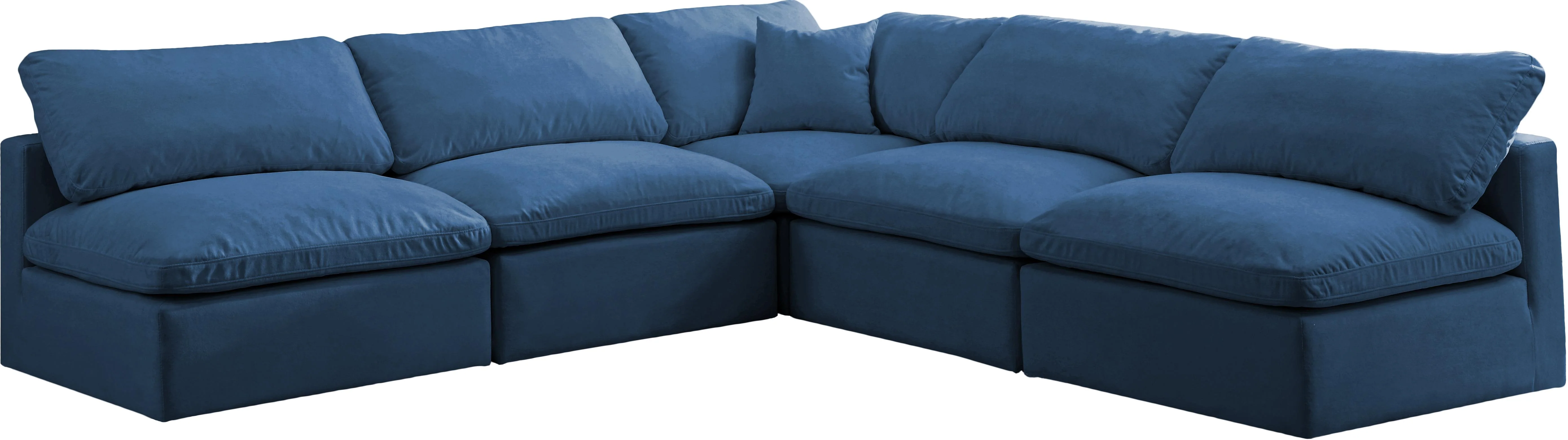 Plush Navy Velvet Standard Cloud Modular Sectional - Image 24