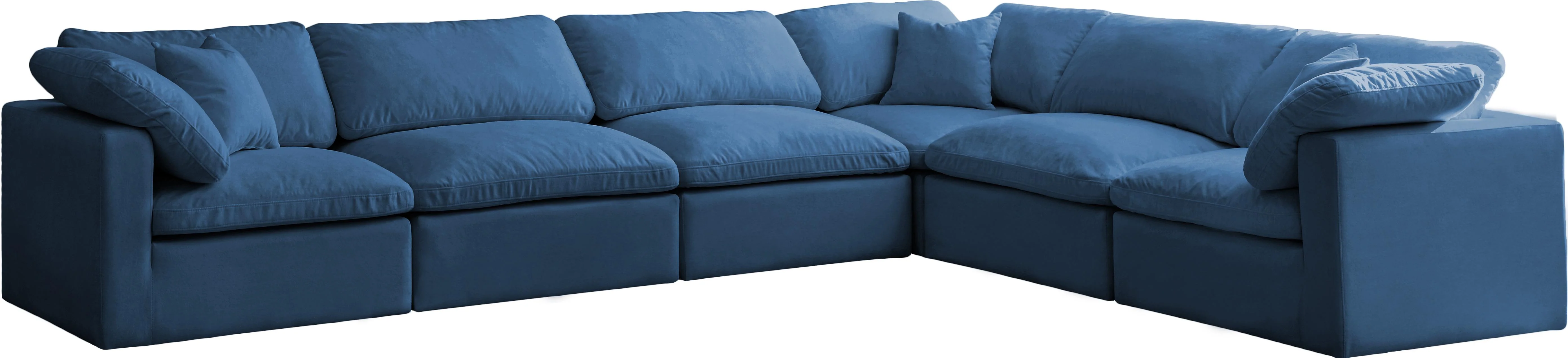 Plush Navy Velvet Standard Cloud Modular Sectional - Image 37