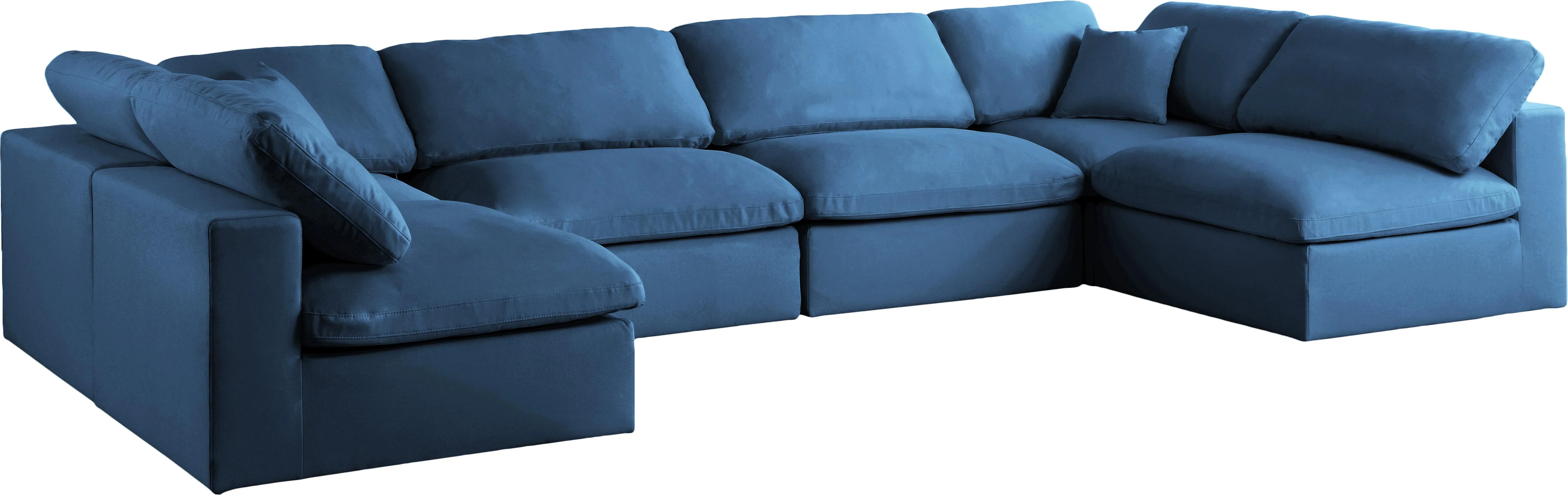 Plush Navy Velvet Standard Cloud Modular Sectional - Image 48