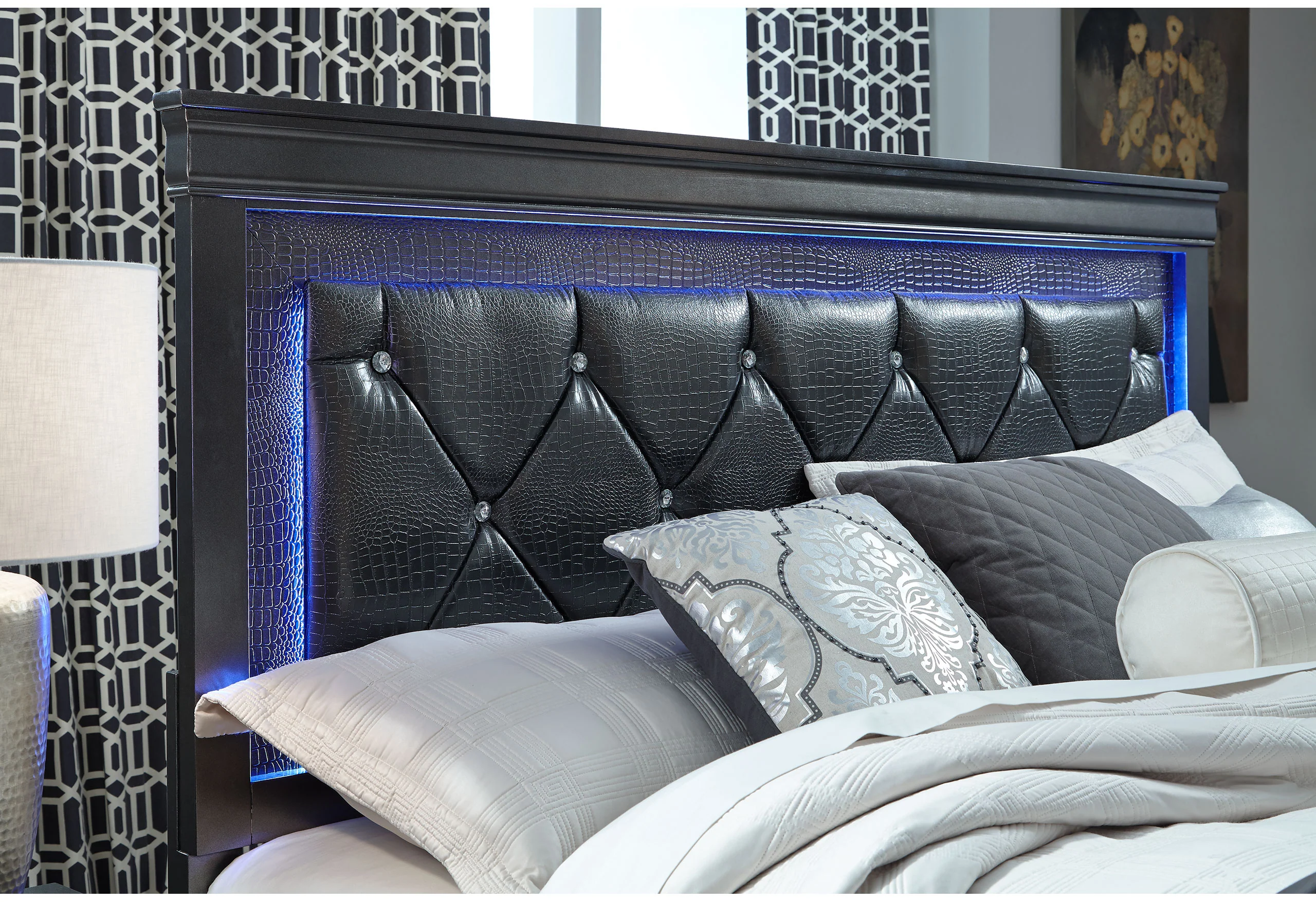 POMPEI METALLIC GREY QUEEN BED WITH LED - Image 3