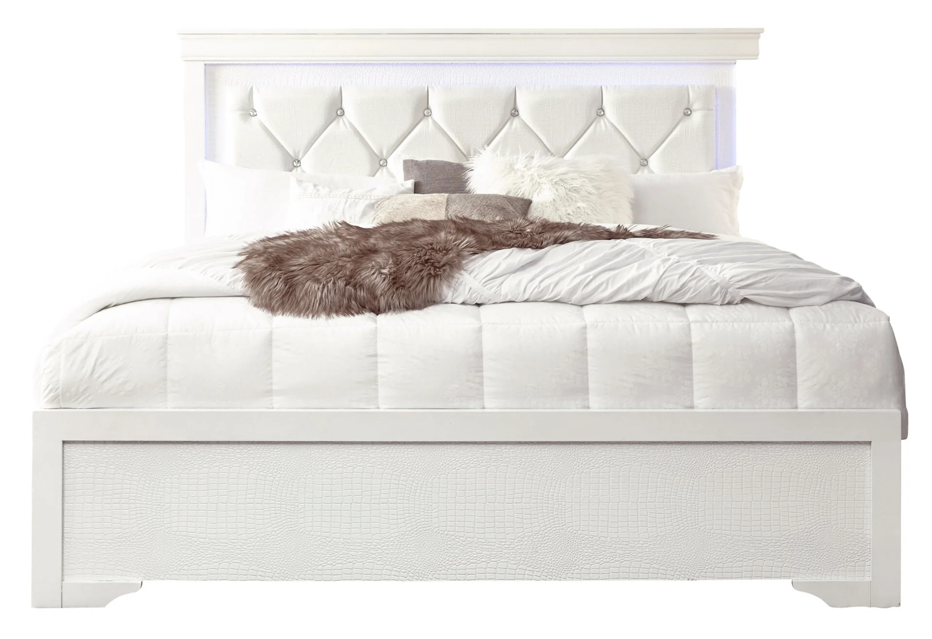 Pompei Metallic White Bed With Led - Image 2