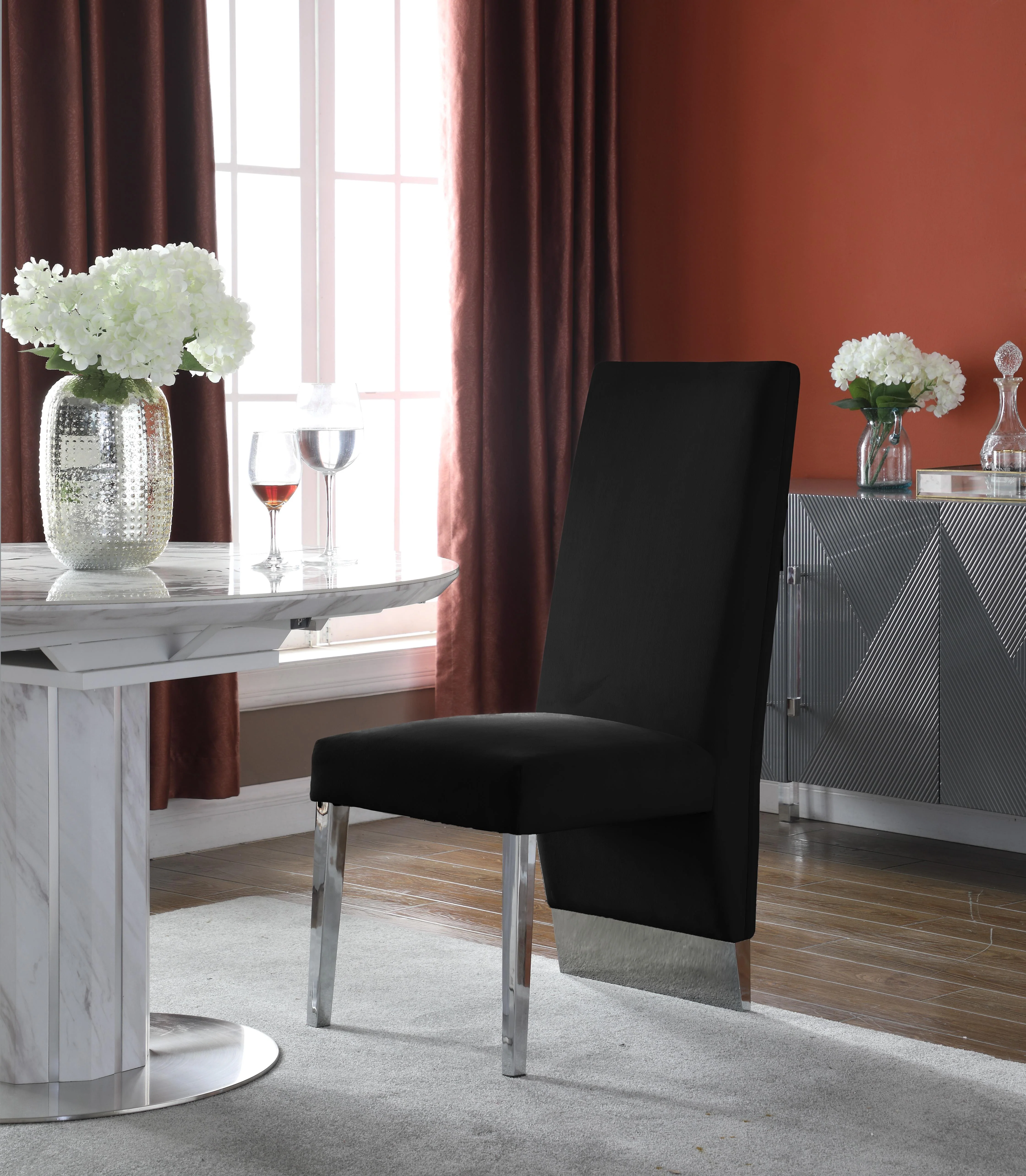 Porsha Black Velvet Dining Chair - Image 7