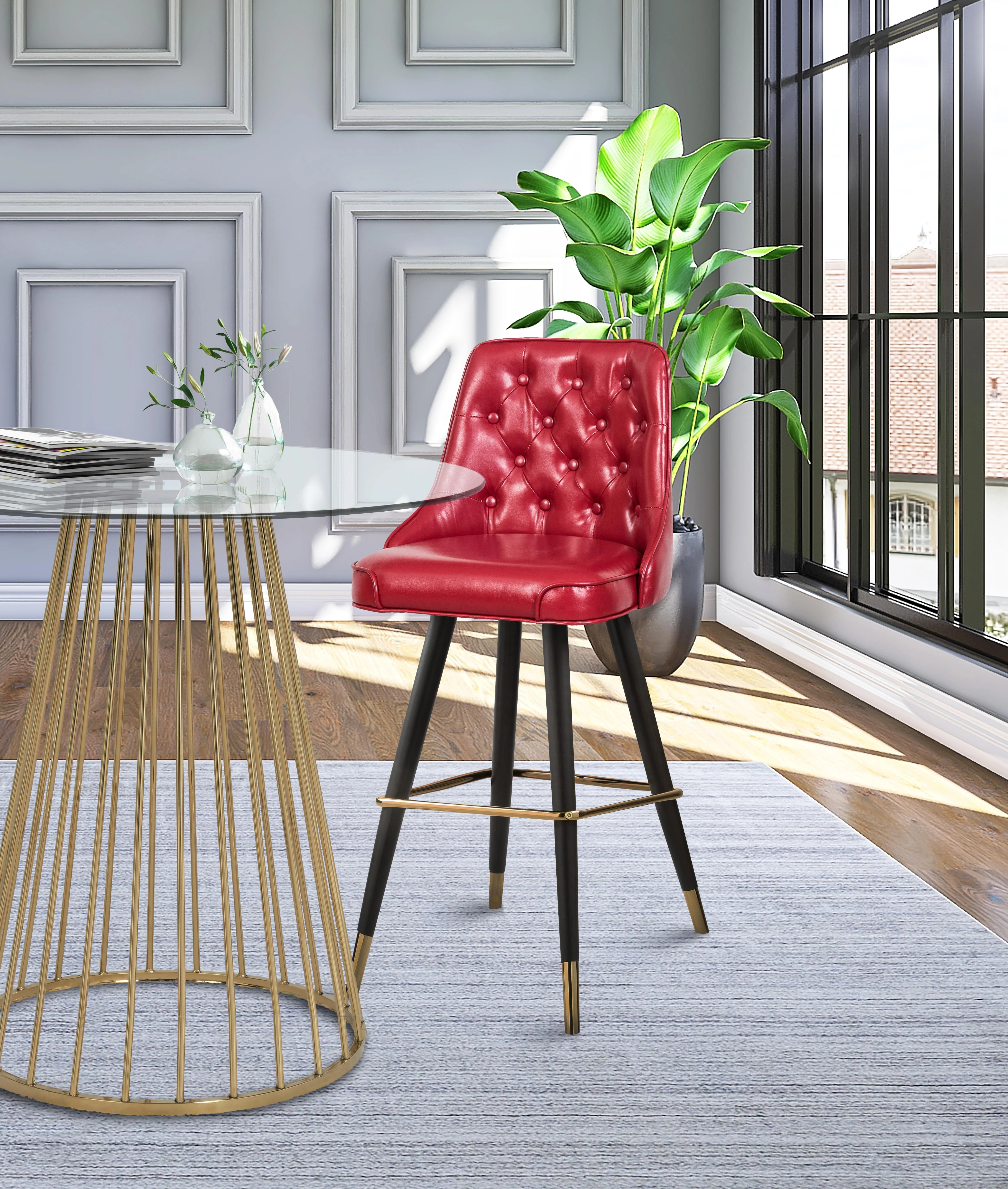 Portnoy Red Faux Leather Counter/Bar Stool - Image 6