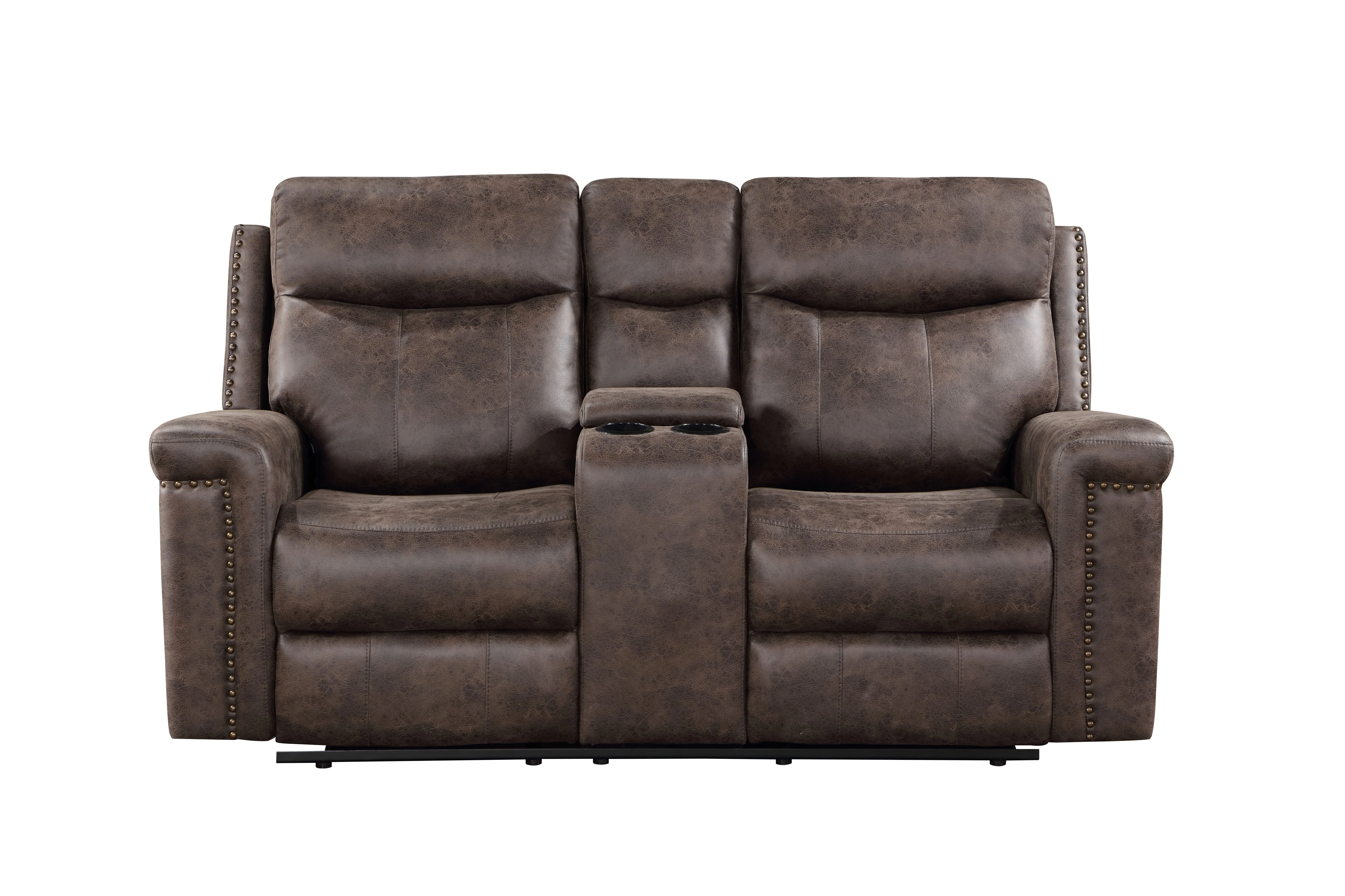 Quade Console Loveseat W/ Dual Recliners-Mocha - Image 2
