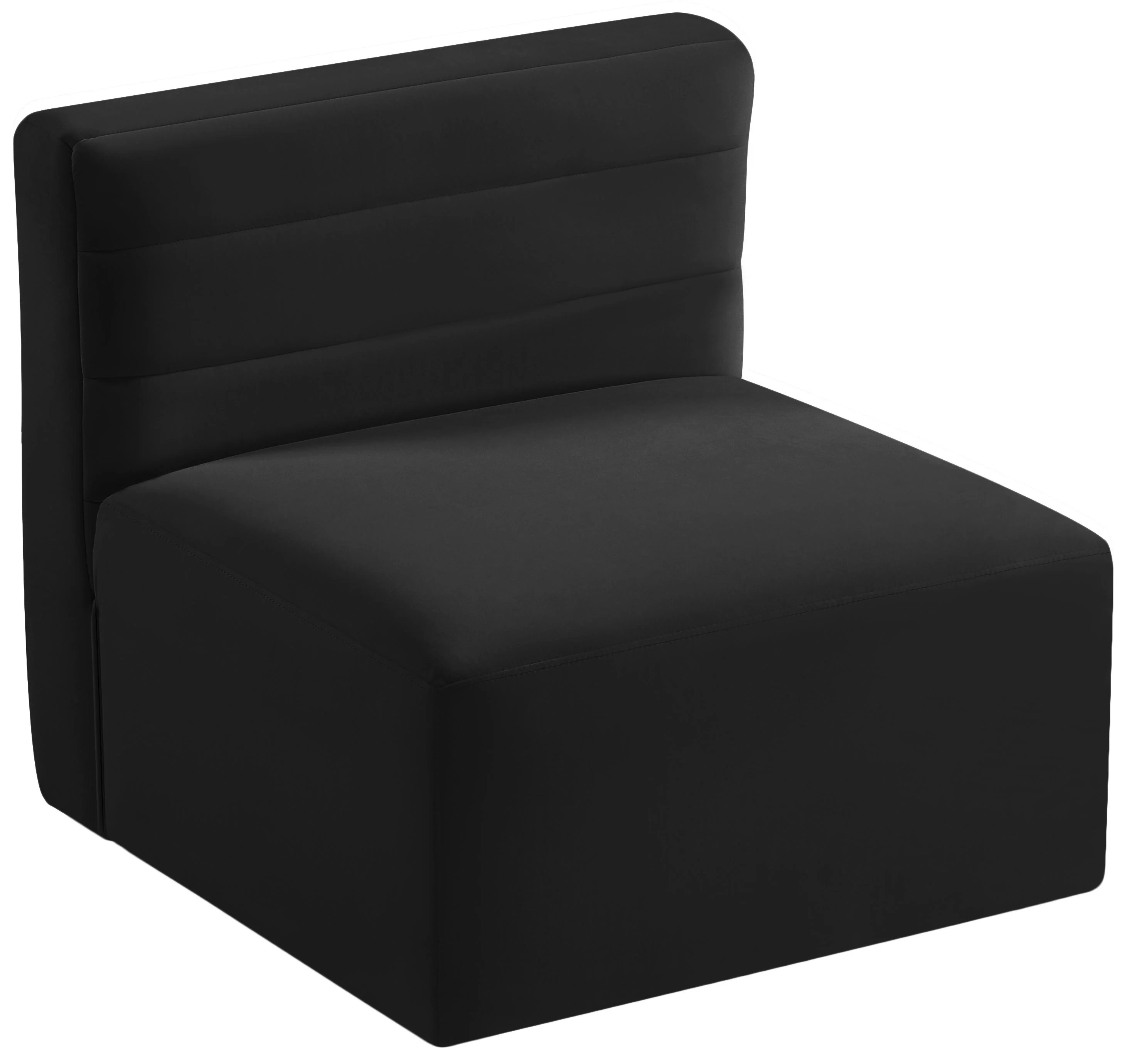 Quincy Black Velvet Modular Armless Chair - Image 4