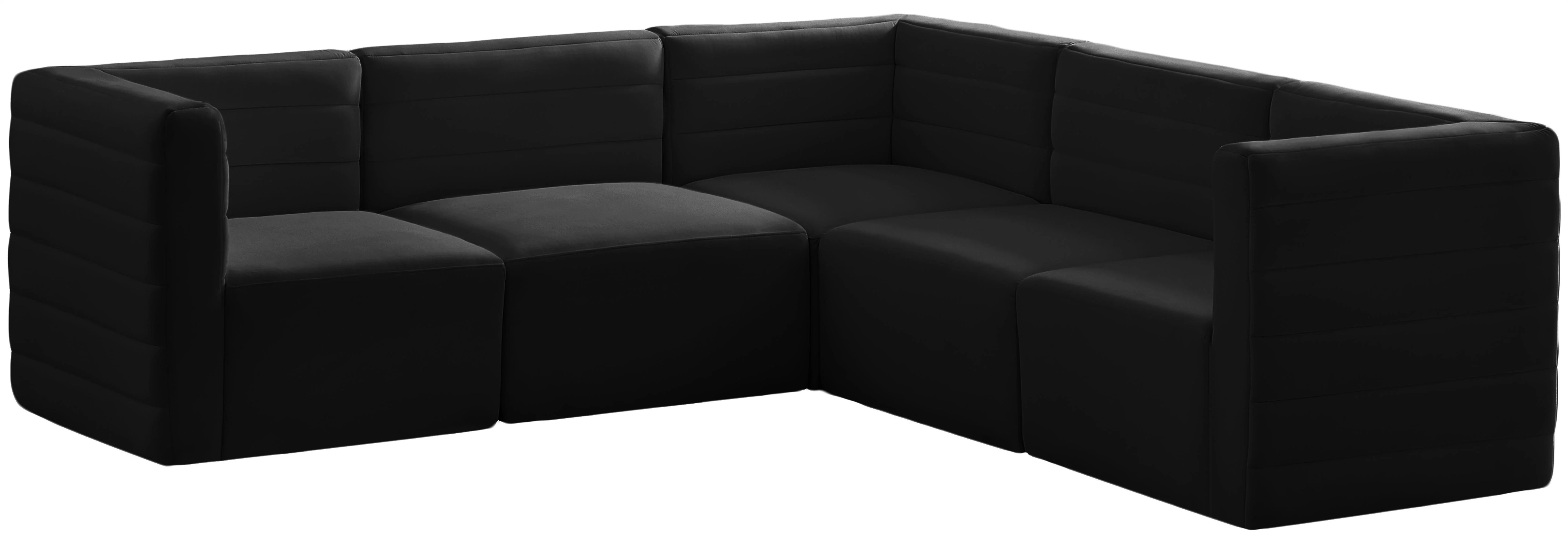 Quincy Black Velvet Modular Sectional - Image 21