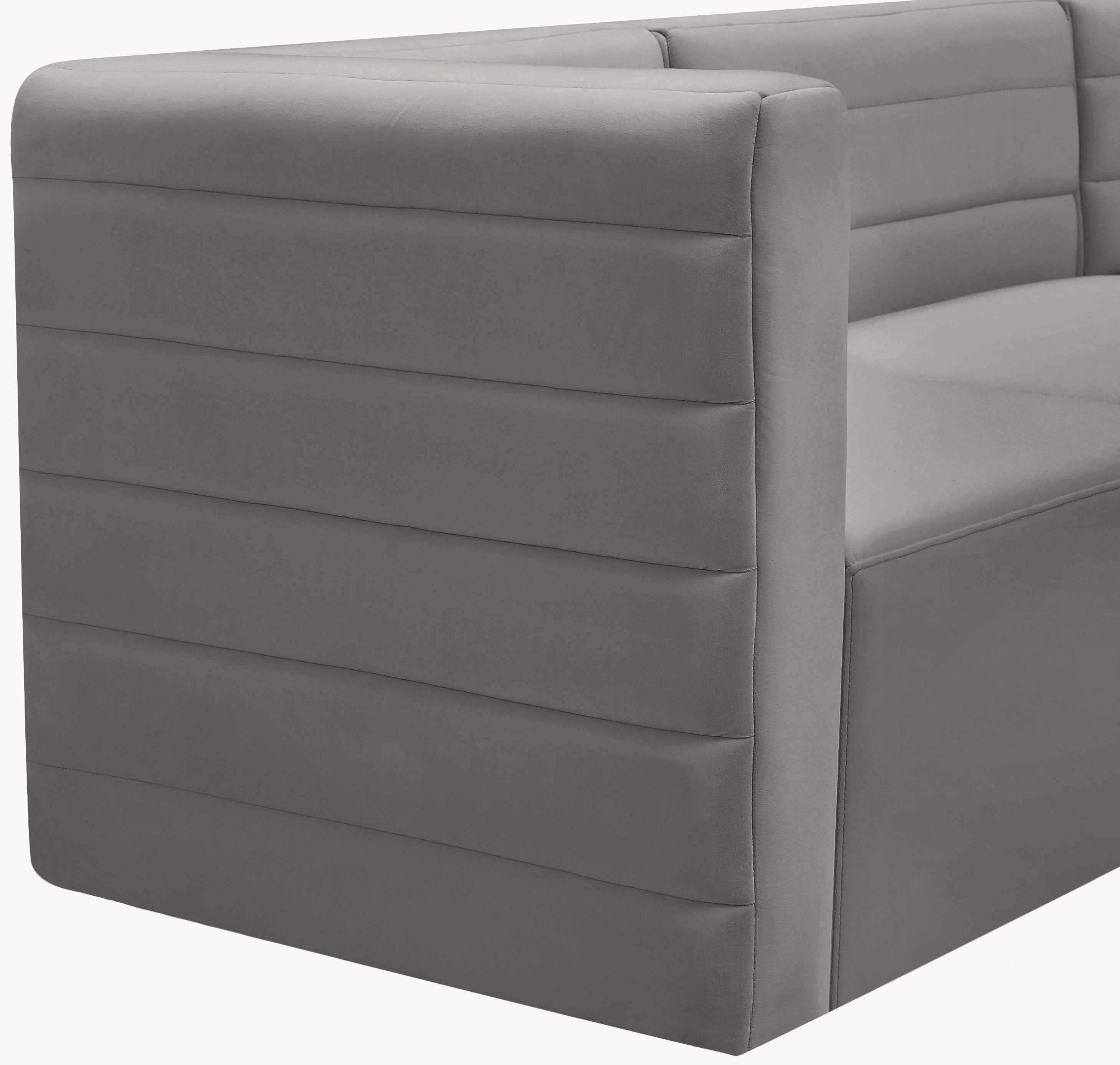 Quincy Grey Velvet Modular Armless Chair - Image 8