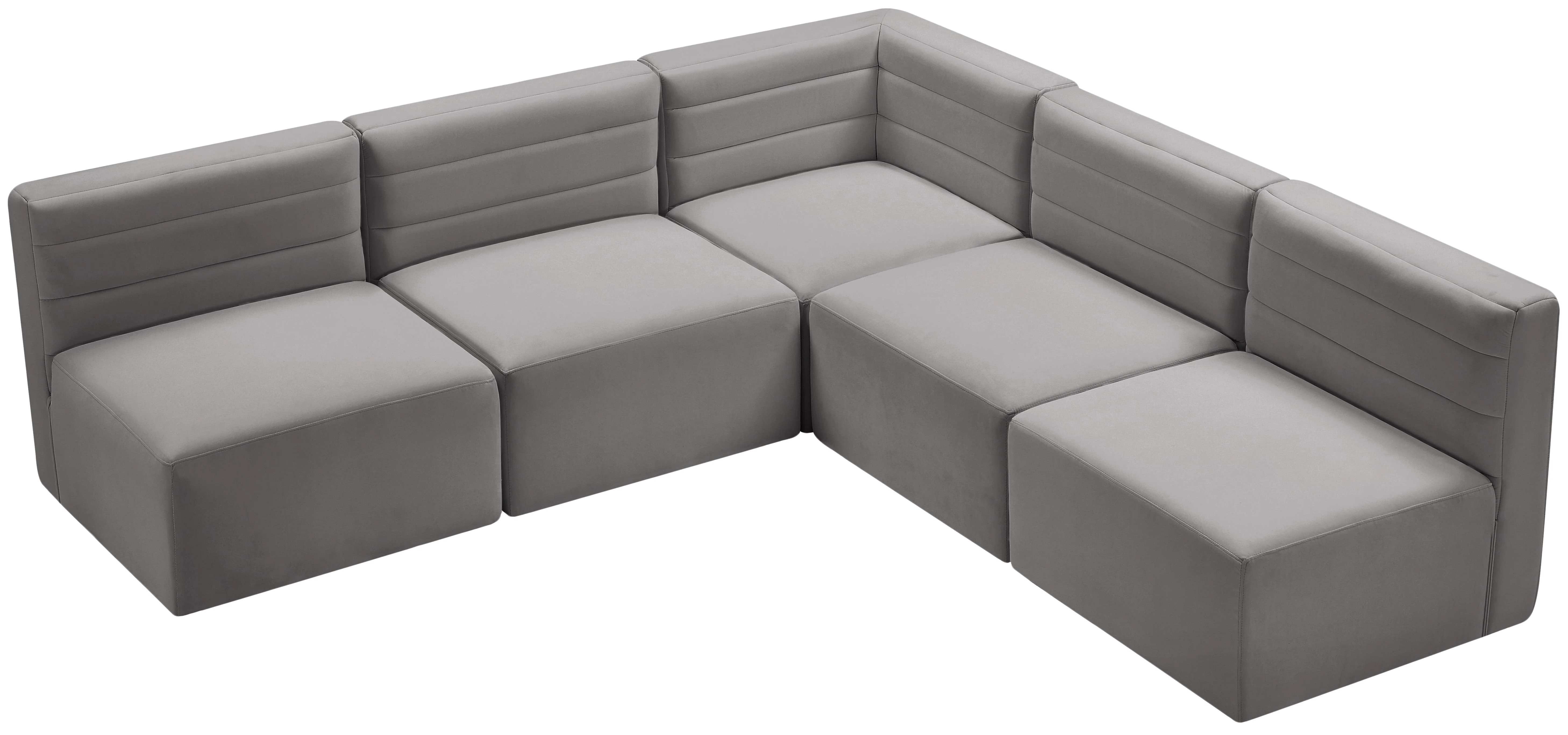 Quincy Grey Velvet Modular Sectional - Image 19
