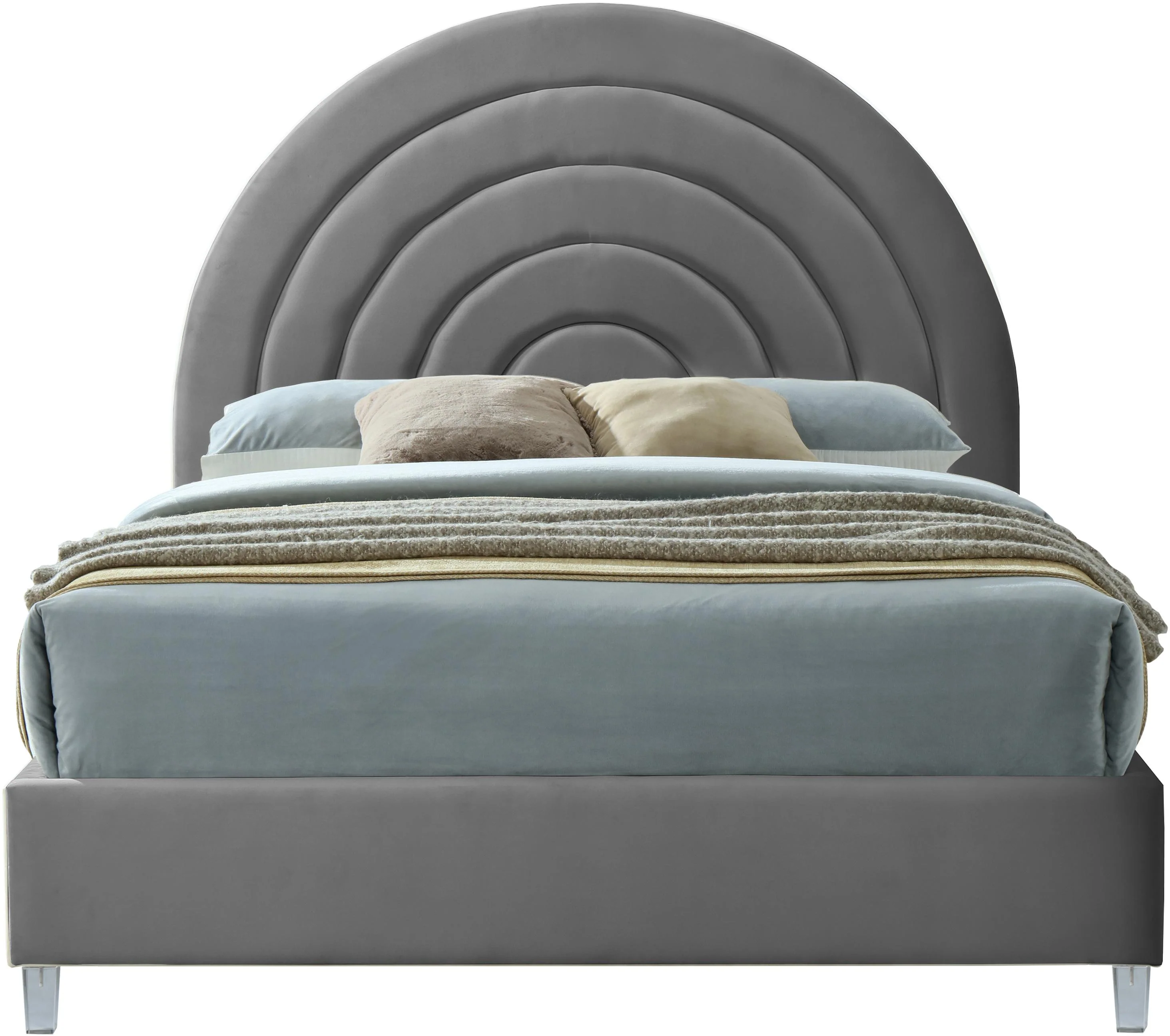 Rainbow Grey Velvet Full Bed - Image 3