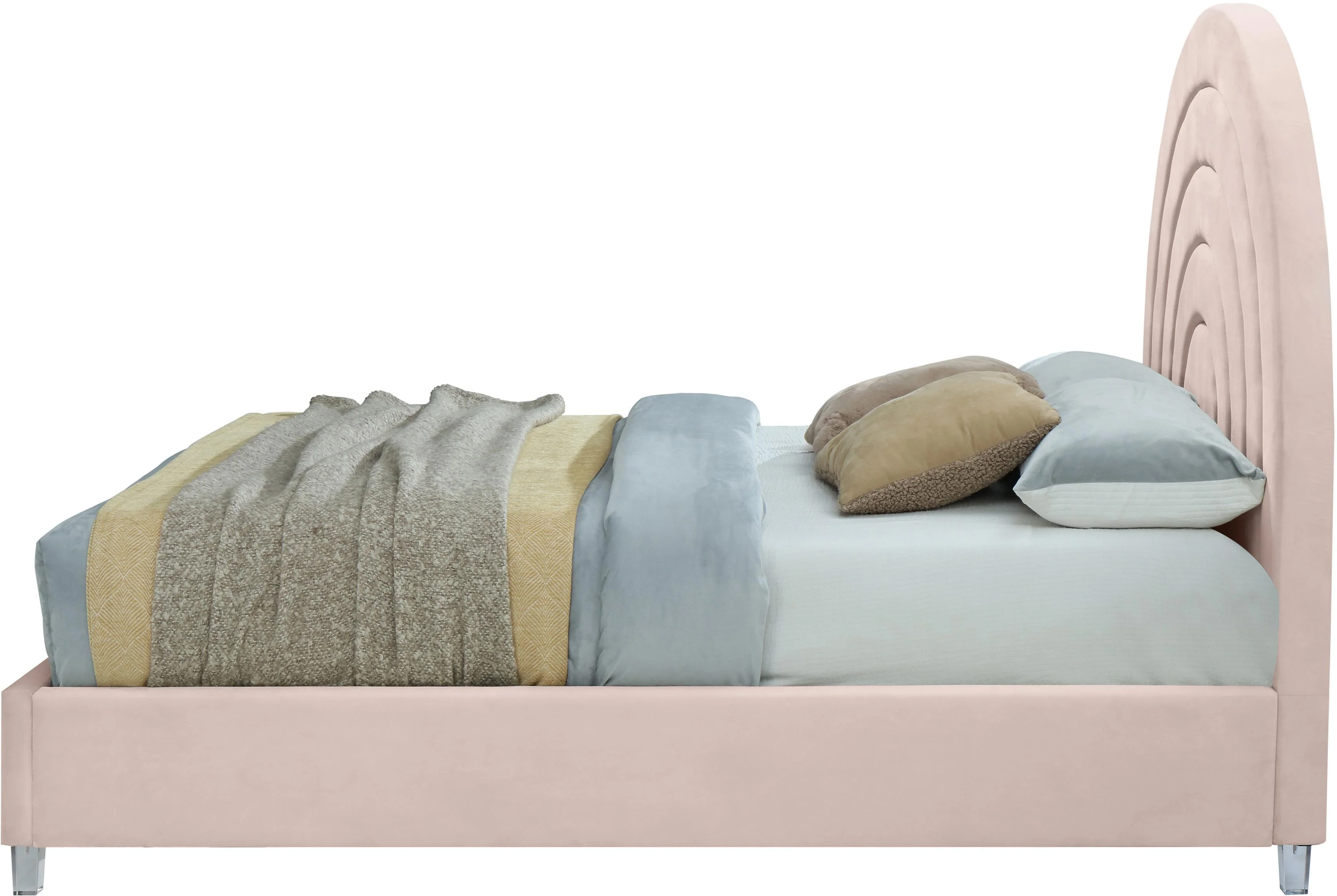Rainbow Pink Velvet King Bed - Image 5