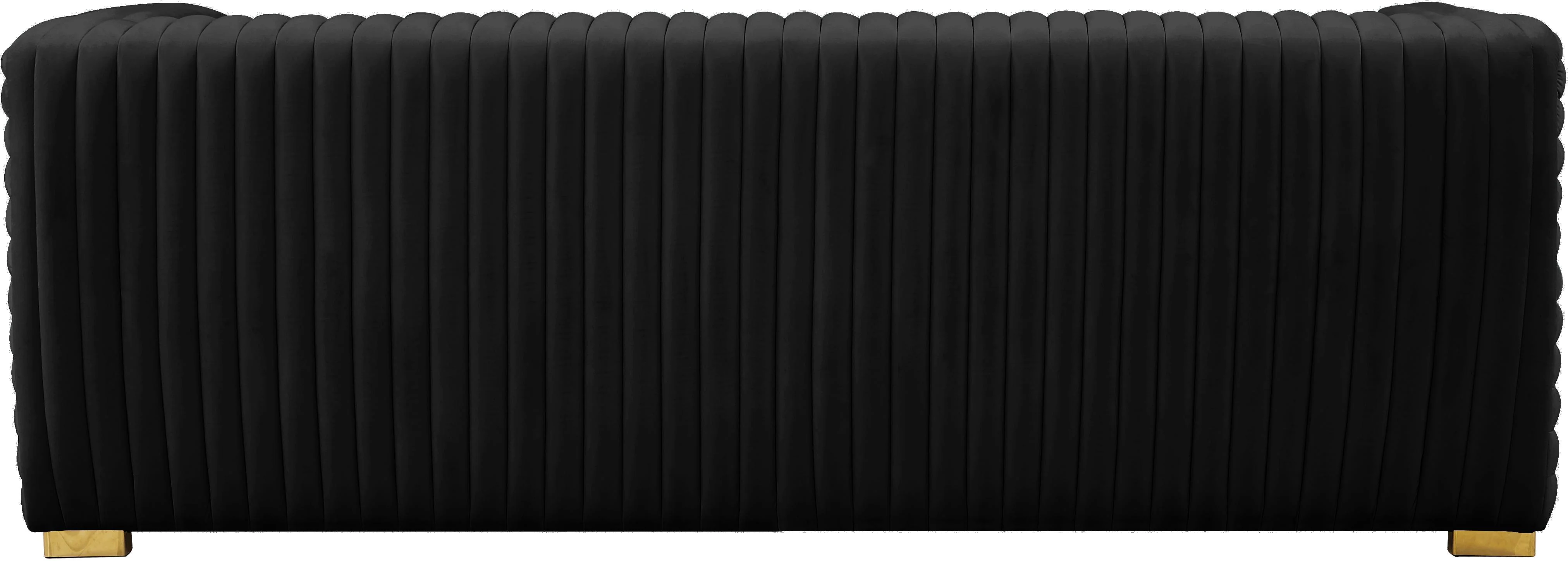 Ravish Black Velvet Sofa - Image 5