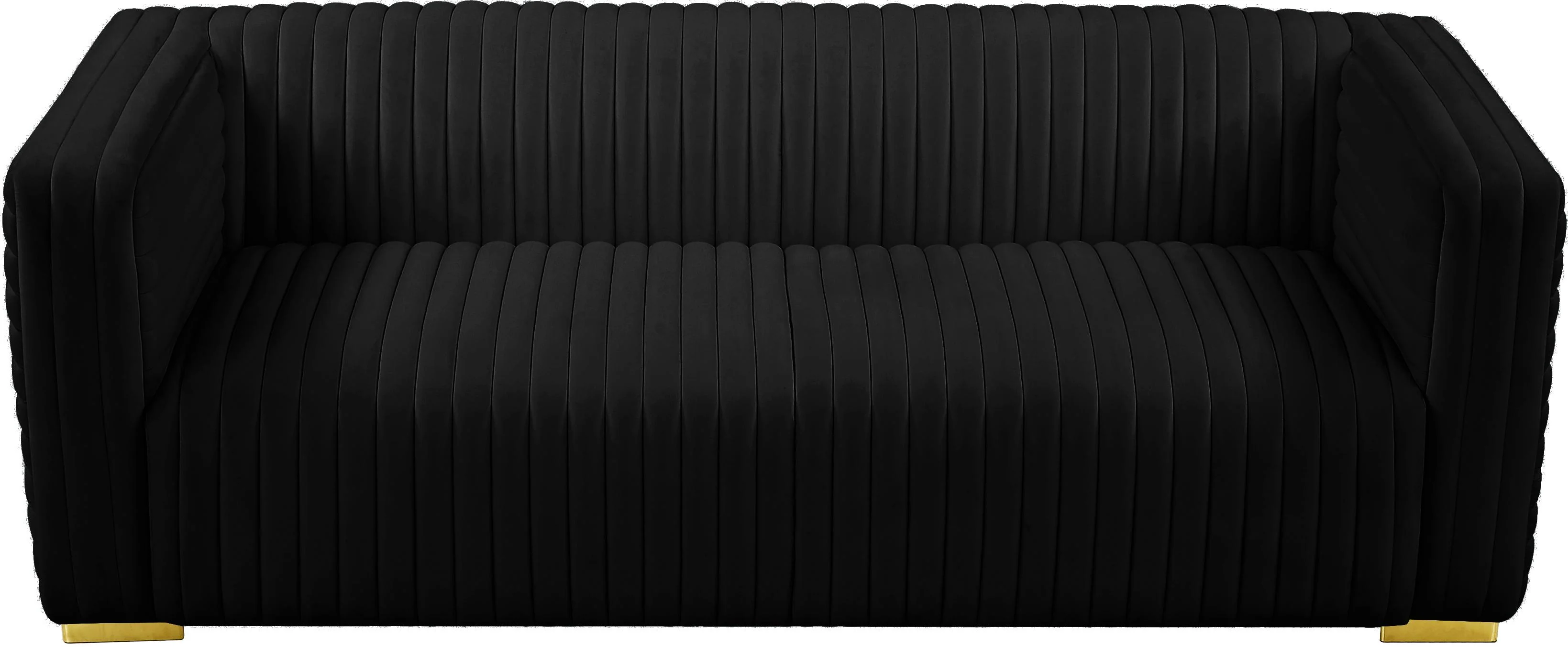 Ravish Black Velvet Sofa - Image 8