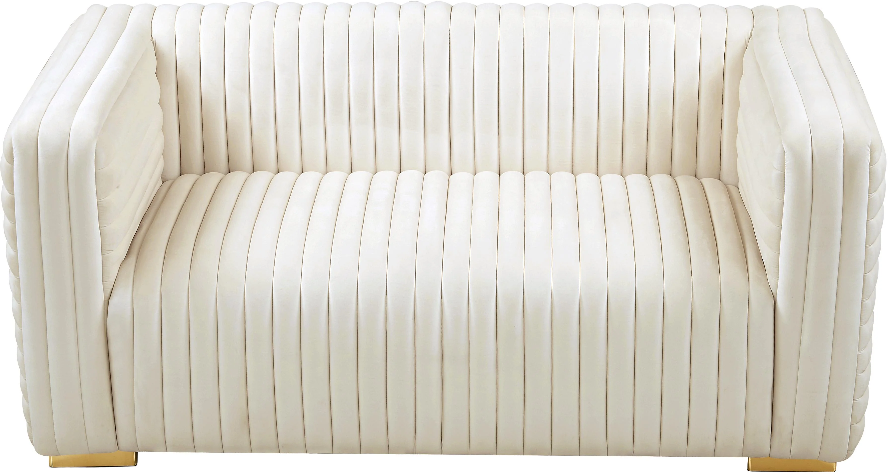 Ravish Cream Velvet Loveseat - Image 8