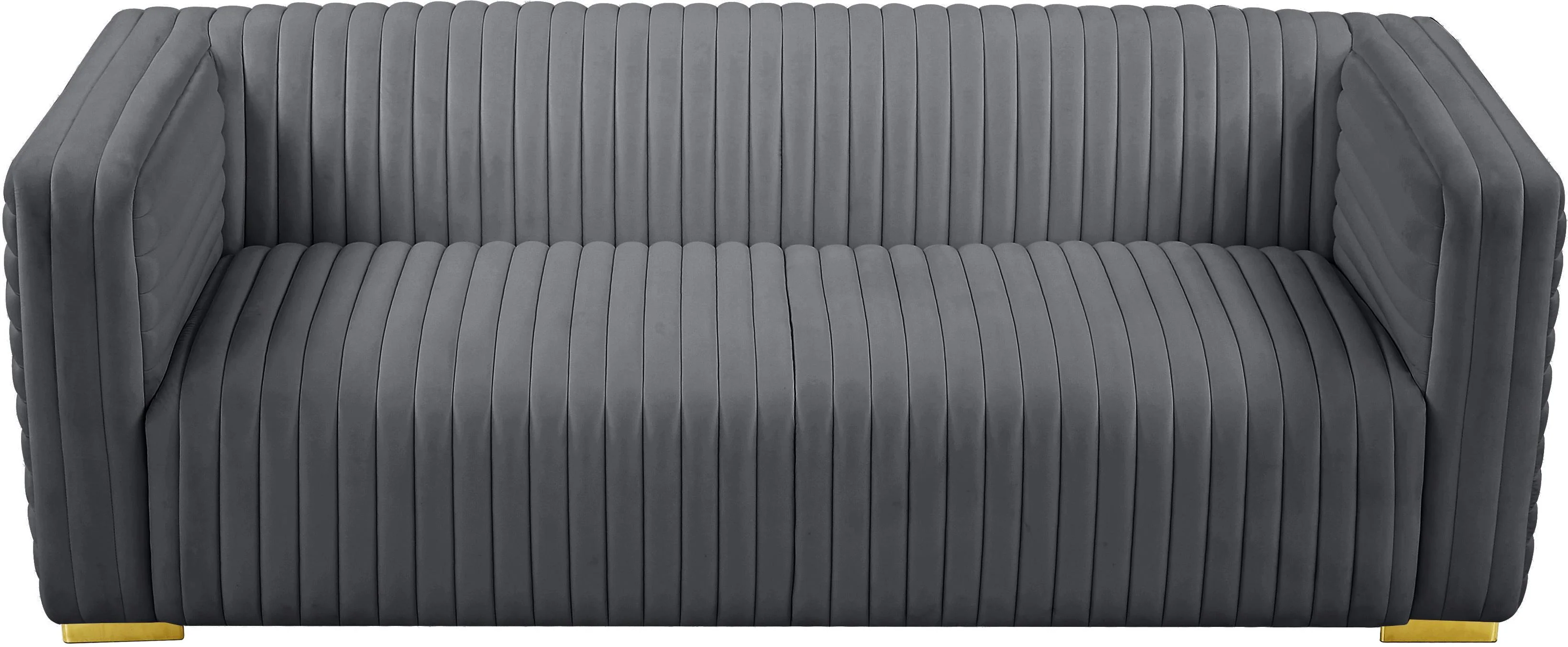 Ravish Grey Velvet Sofa - Image 8
