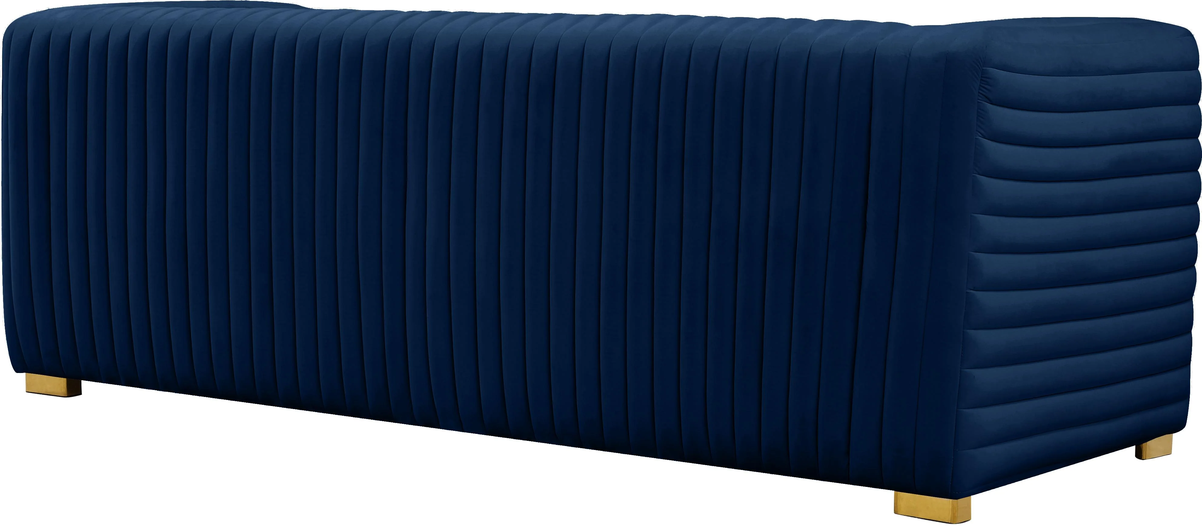Ravish Navy Velvet Sofa - Image 6