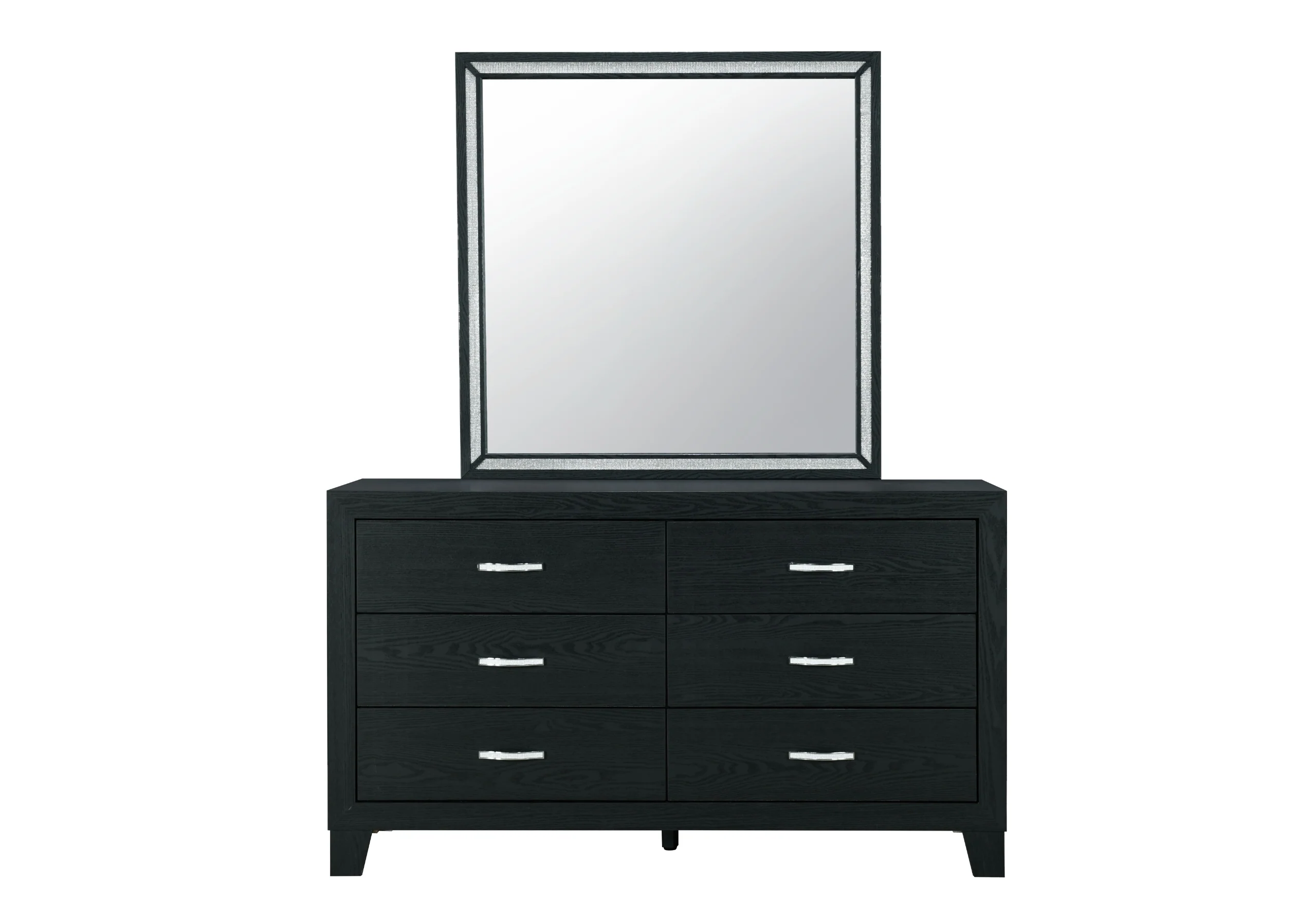 REID BLACK KING BED DRESSER MIRROR NIGHTSTAND - Image 2