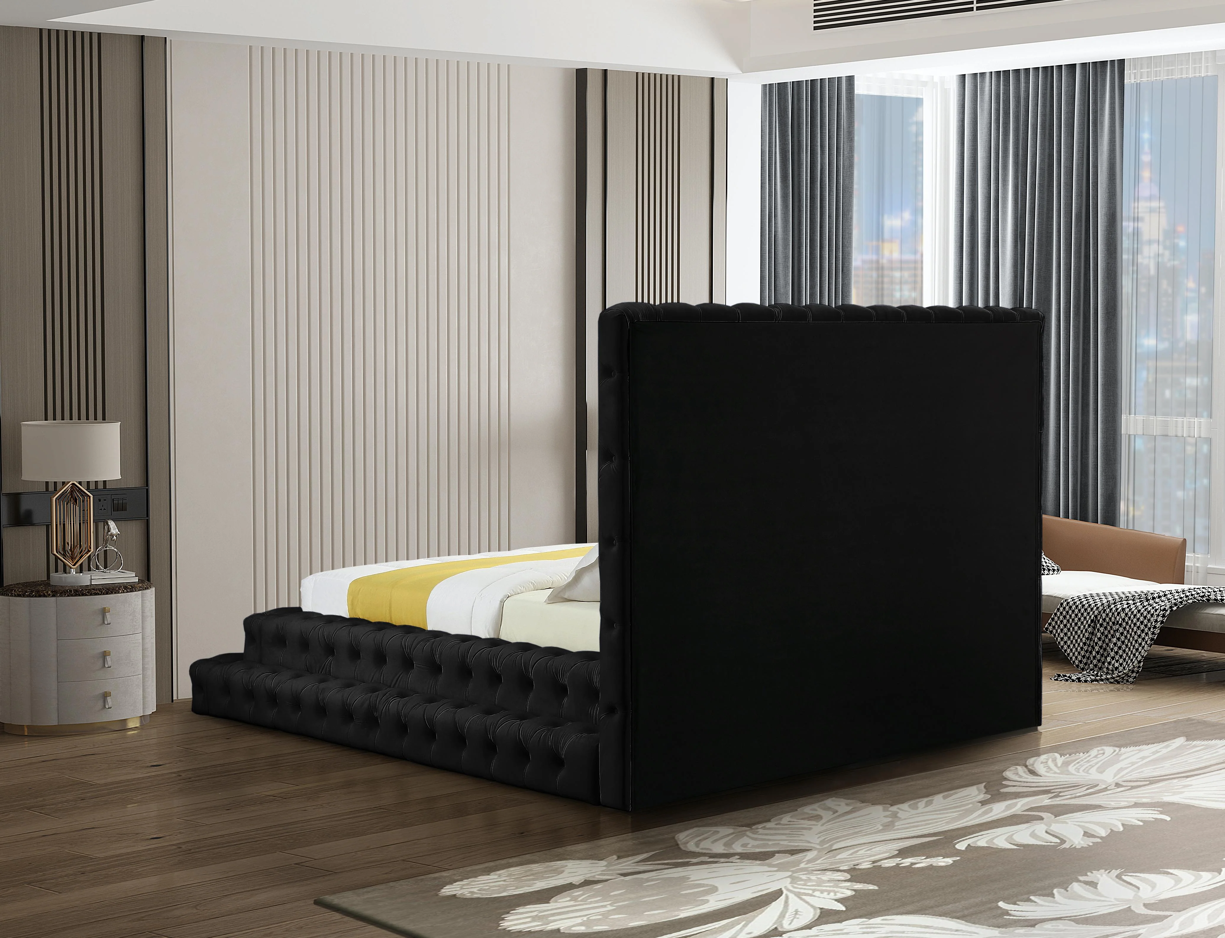 Revel Black Velvet Queen Bed (3 Boxes) - Image 6