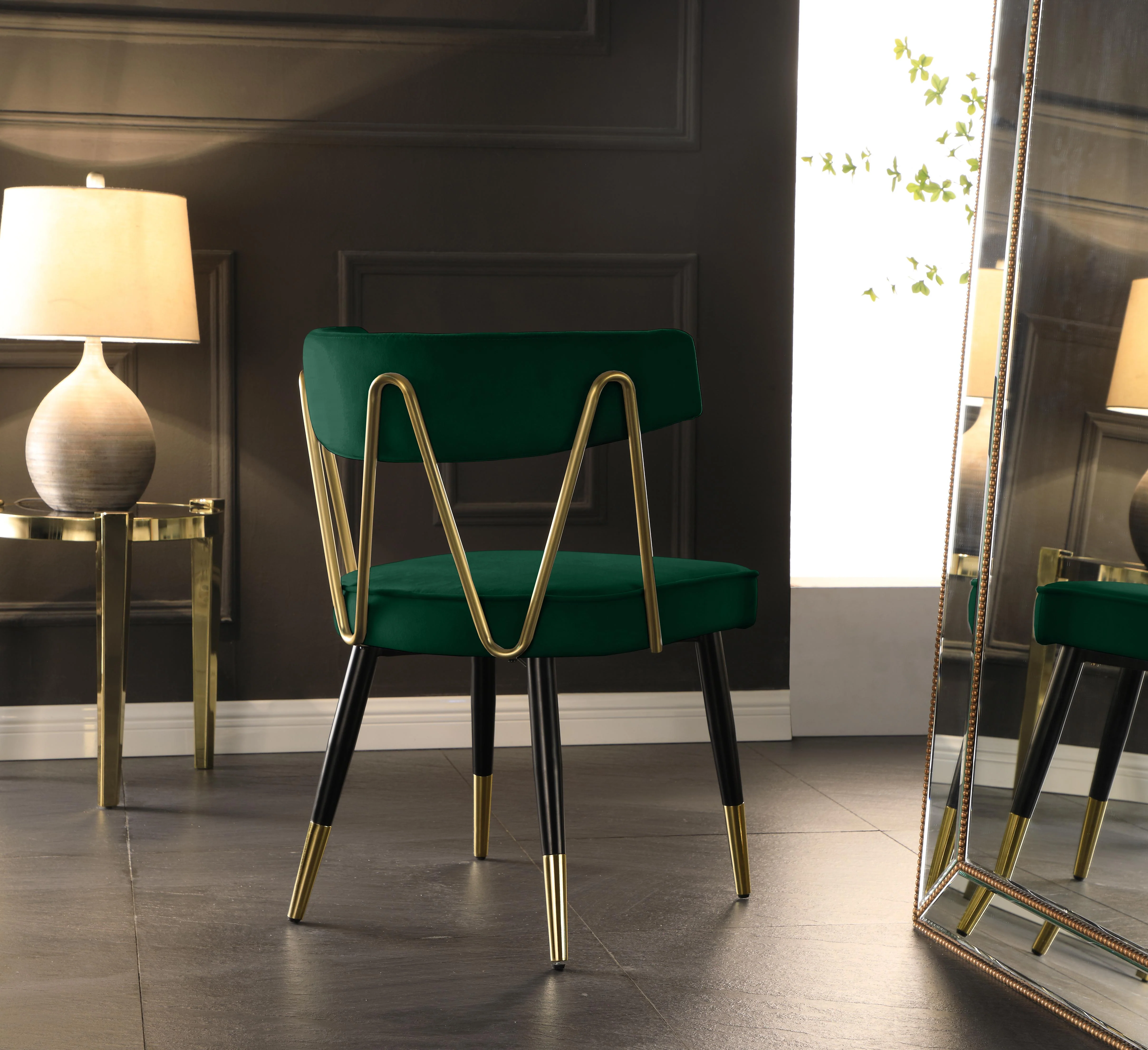 Rheingold Green Velvet Dining Chair - Image 7