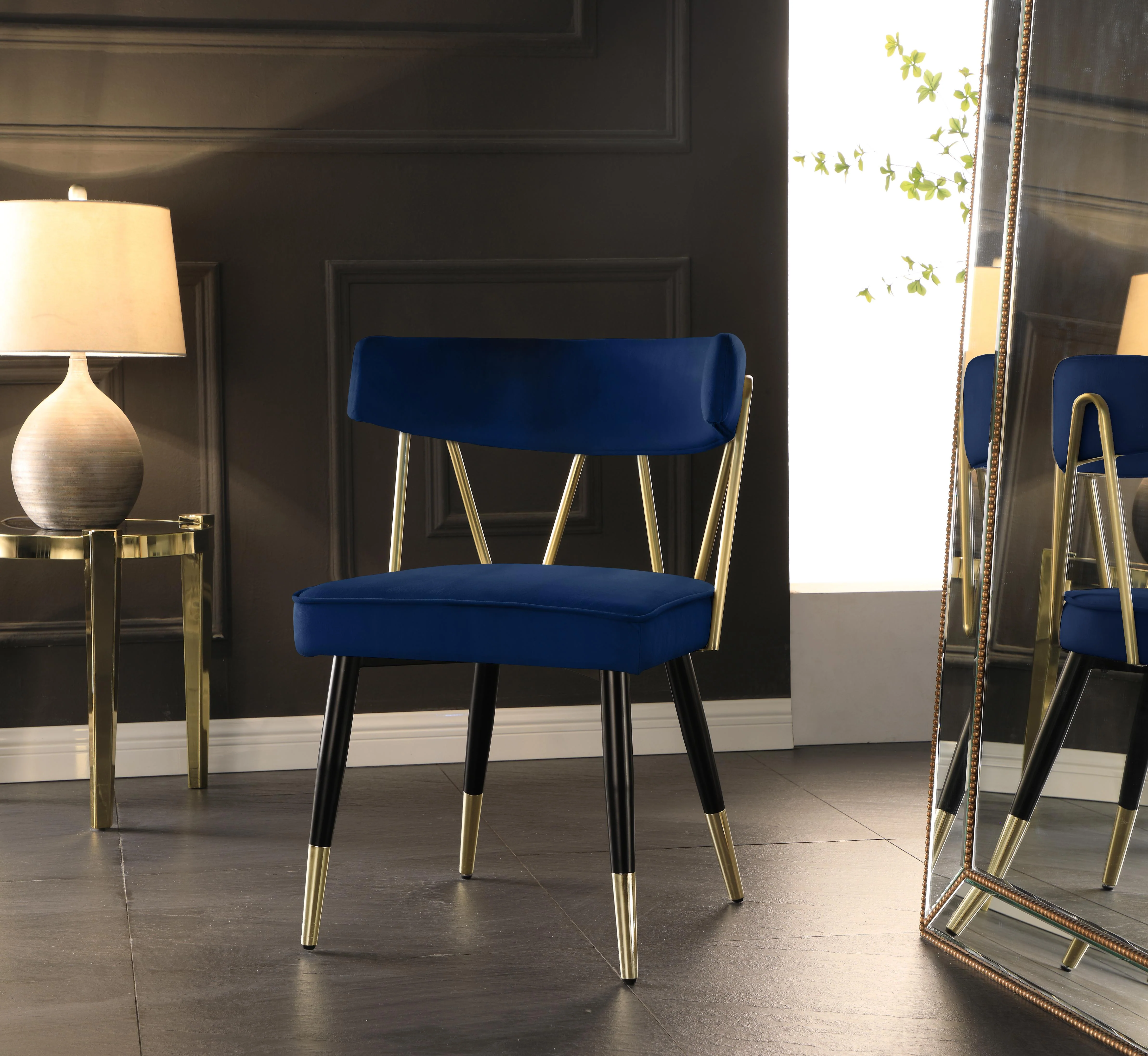 Rheingold Navy Velvet Dining Chair - Image 6