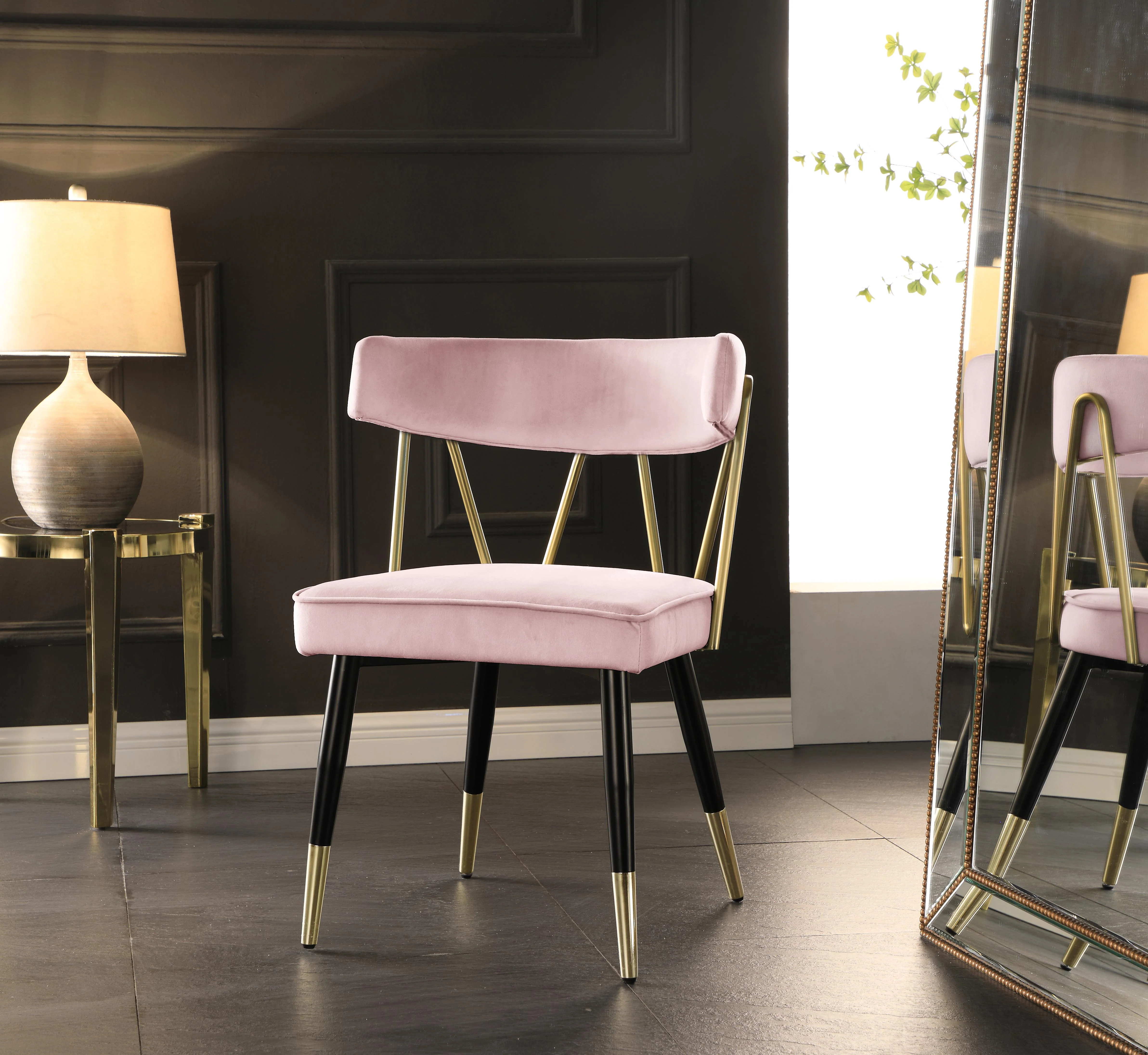 Rheingold Pink Velvet Dining Chair - Image 6