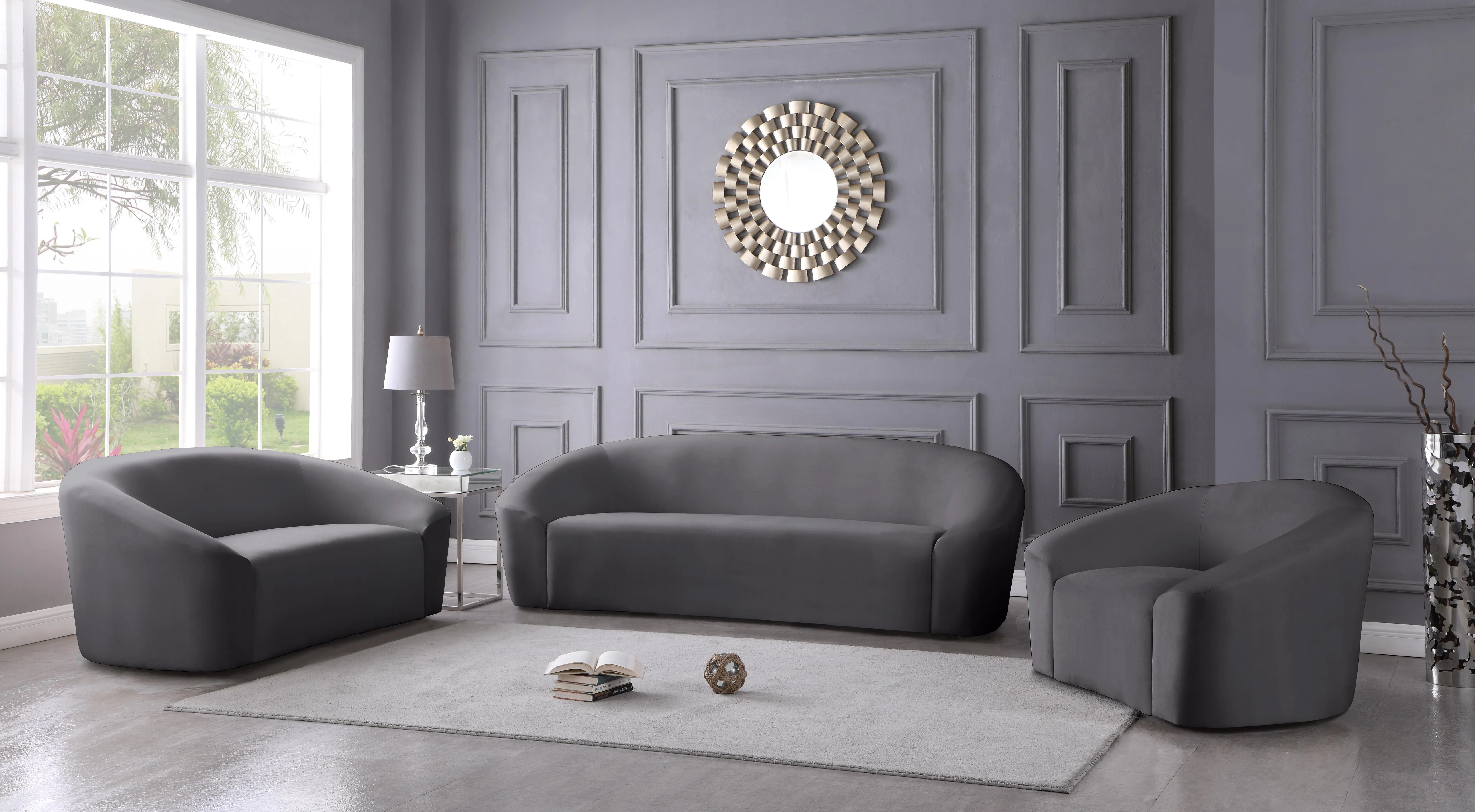 Riley Grey Velvet Chair - Image 5