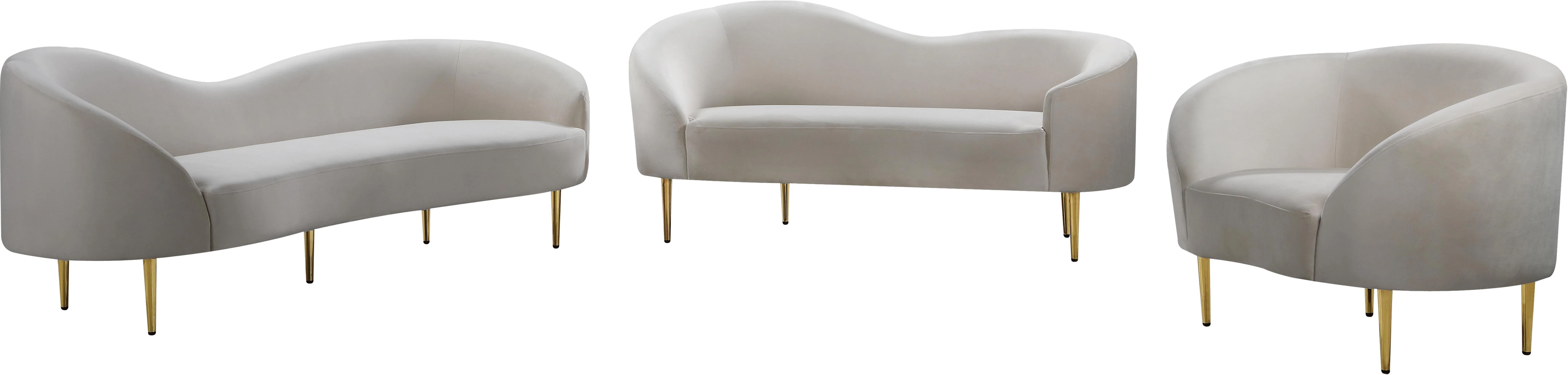 Ritz Cream Velvet Chair - Image 5