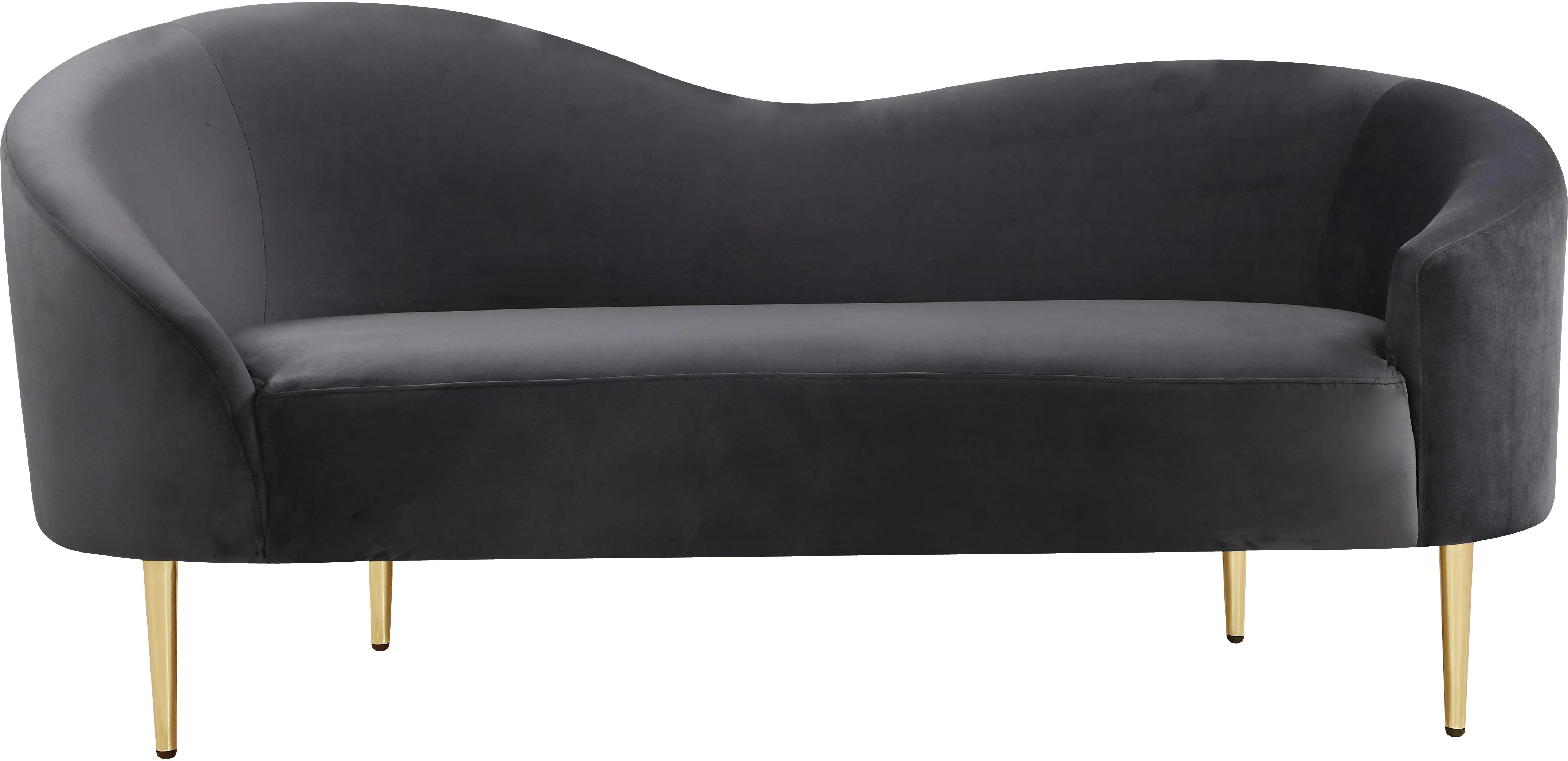 Ritz Grey Velvet Loveseat - Image 3