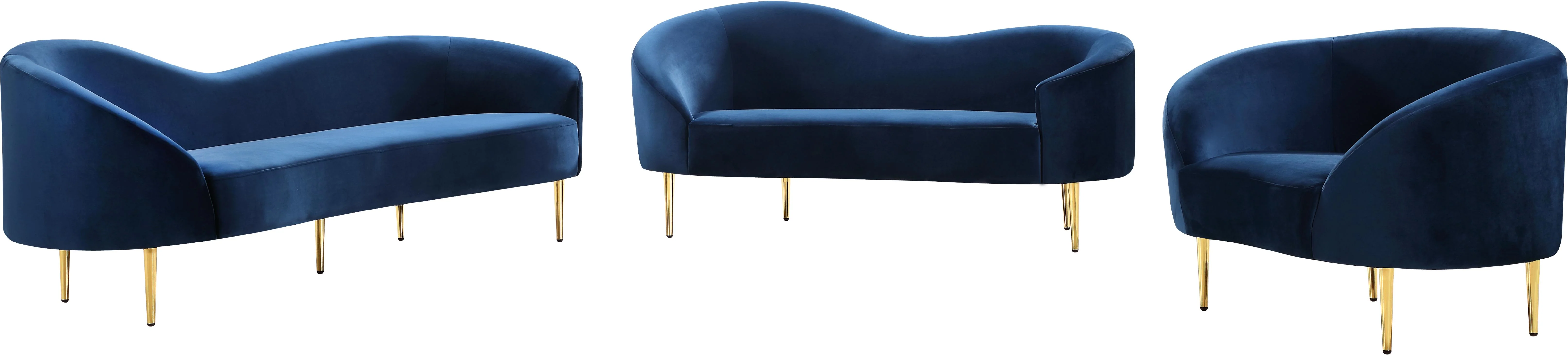 Ritz Navy Velvet Sofa - Image 7