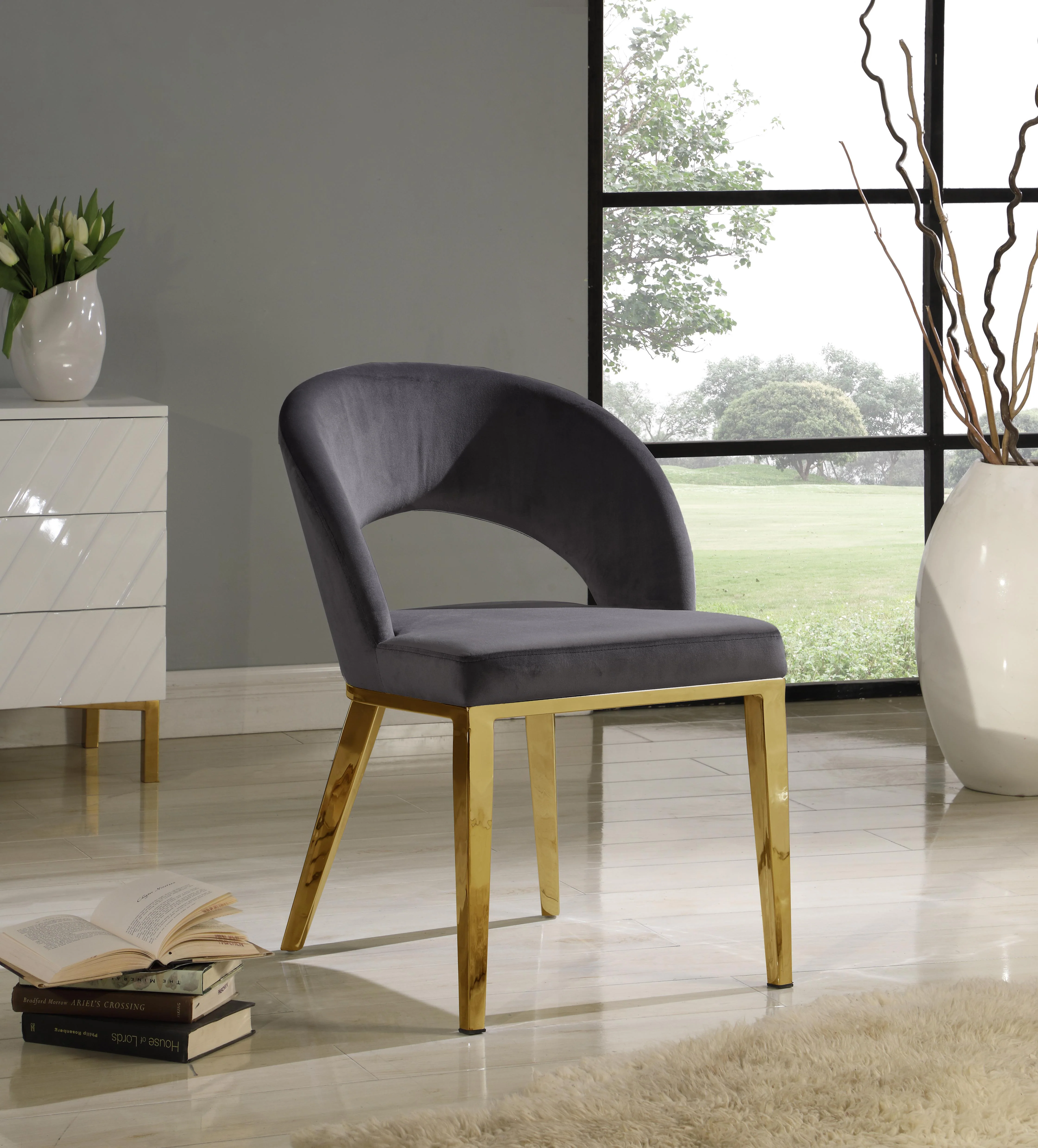 Roberto Grey Velvet Dining Chair - Image 10