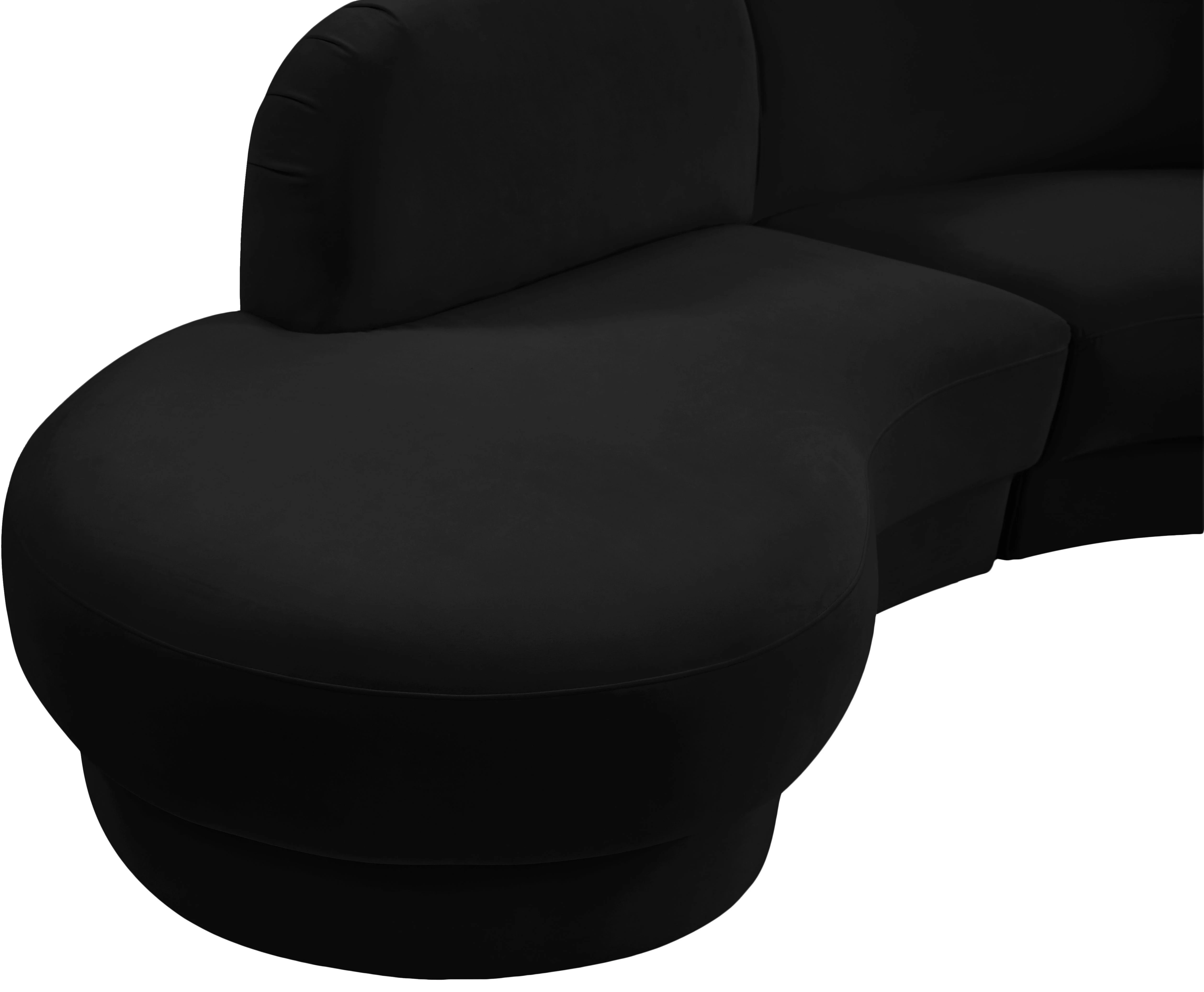 Rosa Black Velvet 3pc. Sectional (3 Boxes) - Image 6